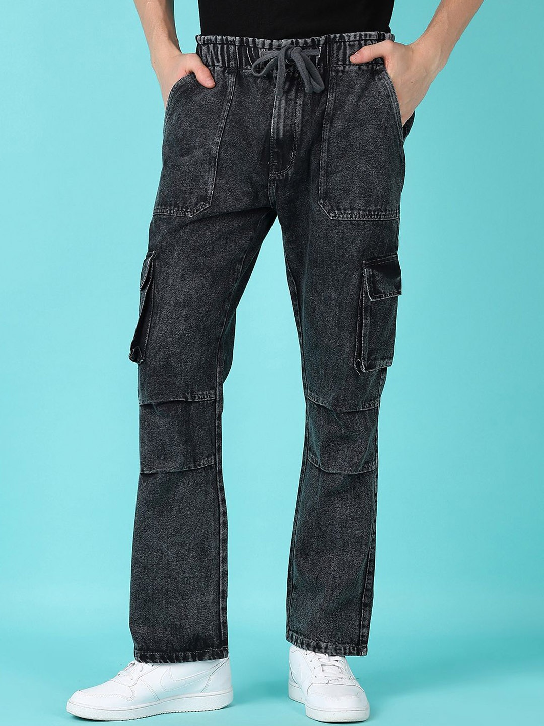 

V-Mart Men Cotton Mid-Rise Light Fade Clean Look Regular Fit Jeans, Grey