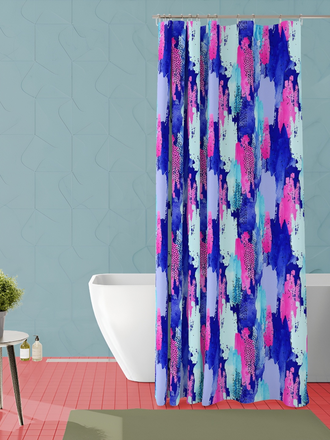 

ArtzFolio Blue & Pink Printed Waterproof Shower Curtain