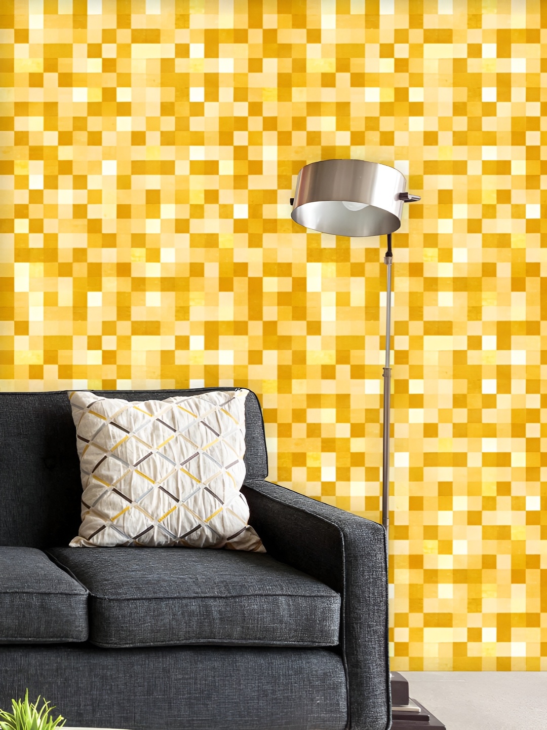 

ArtzFolio Printed UV-Resistant Anti-Bacterial Golden Geometric Pattern Peel & Stick Wallpaper, Multi