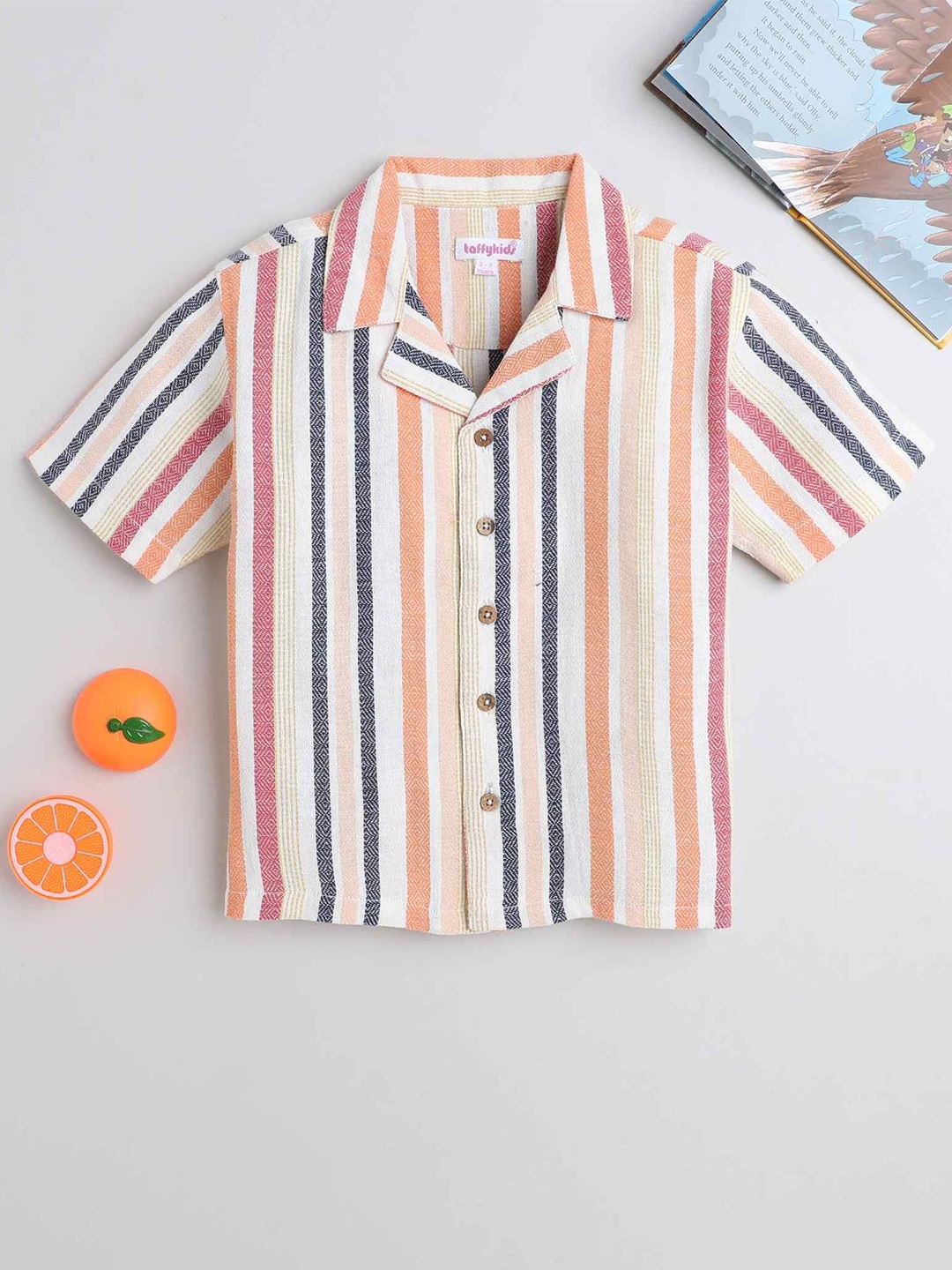 

taffykids Boys Relaxed Opaque Striped Casual Shirt, Multi