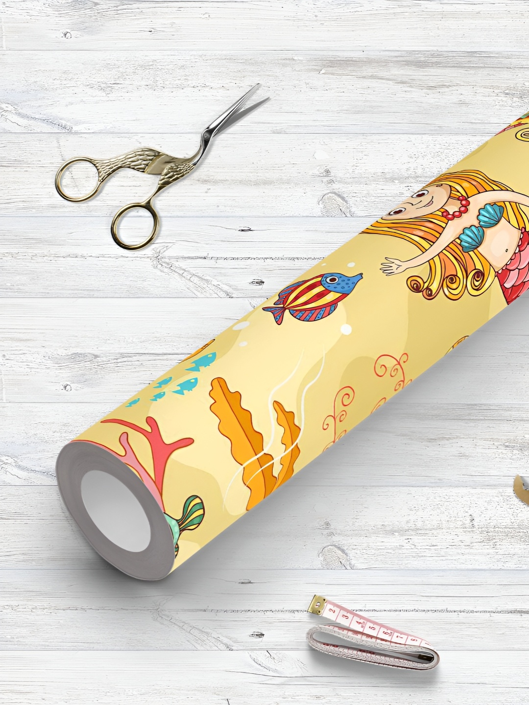 

ArtzFolio Printed UV-Resistant Anti-Bacterial Mermaids Fishes Peel & Stick Wallpaper, Multi