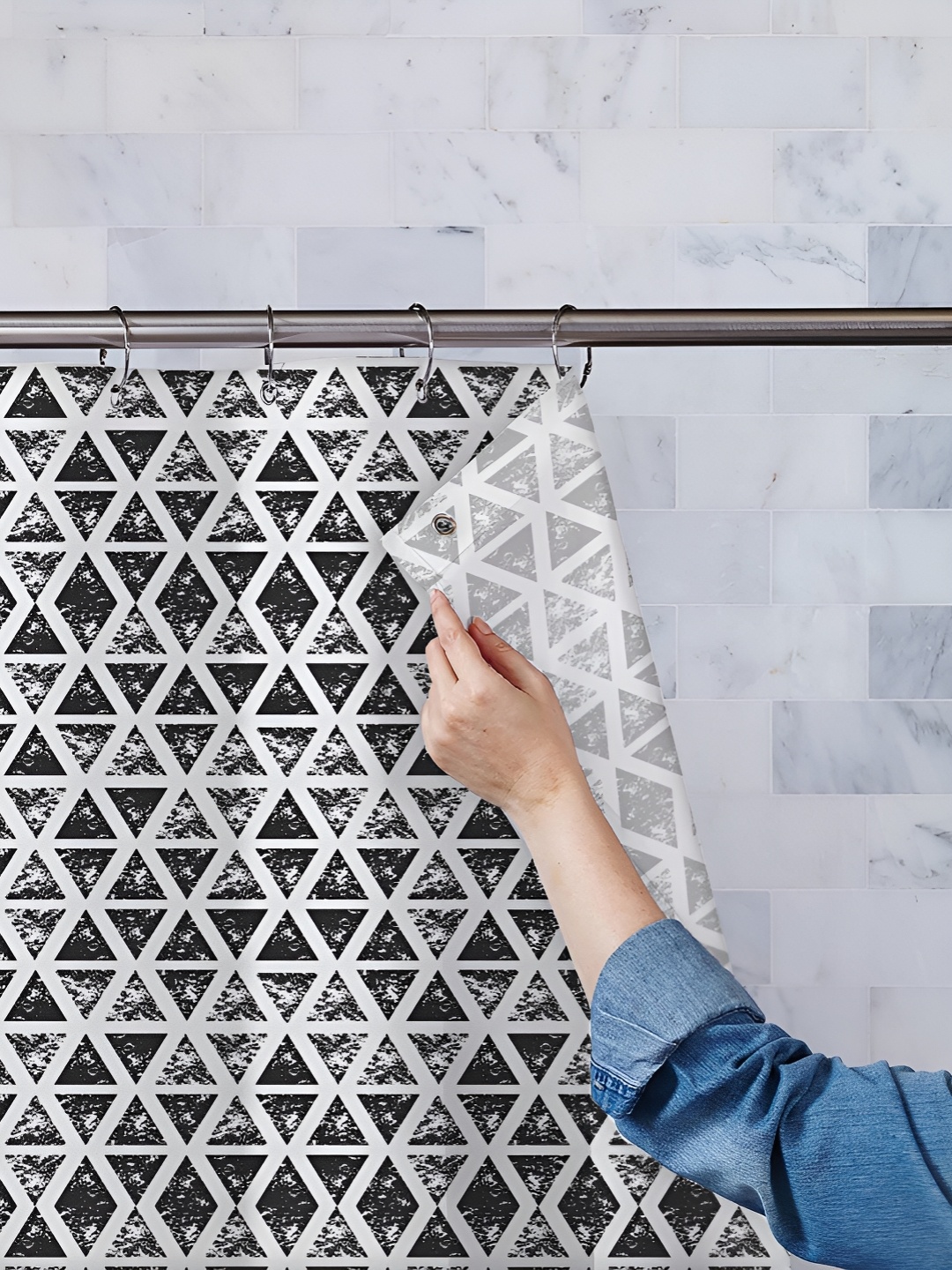 

ArtzFolio Black & White Printed Water Proof Shower Curtain