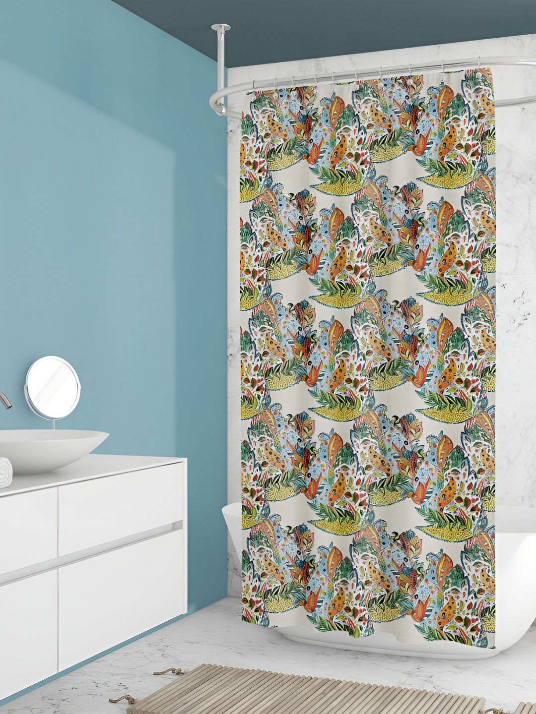 

ArtzFolio Green & Yellow Printed Water Proof Shower Curtain