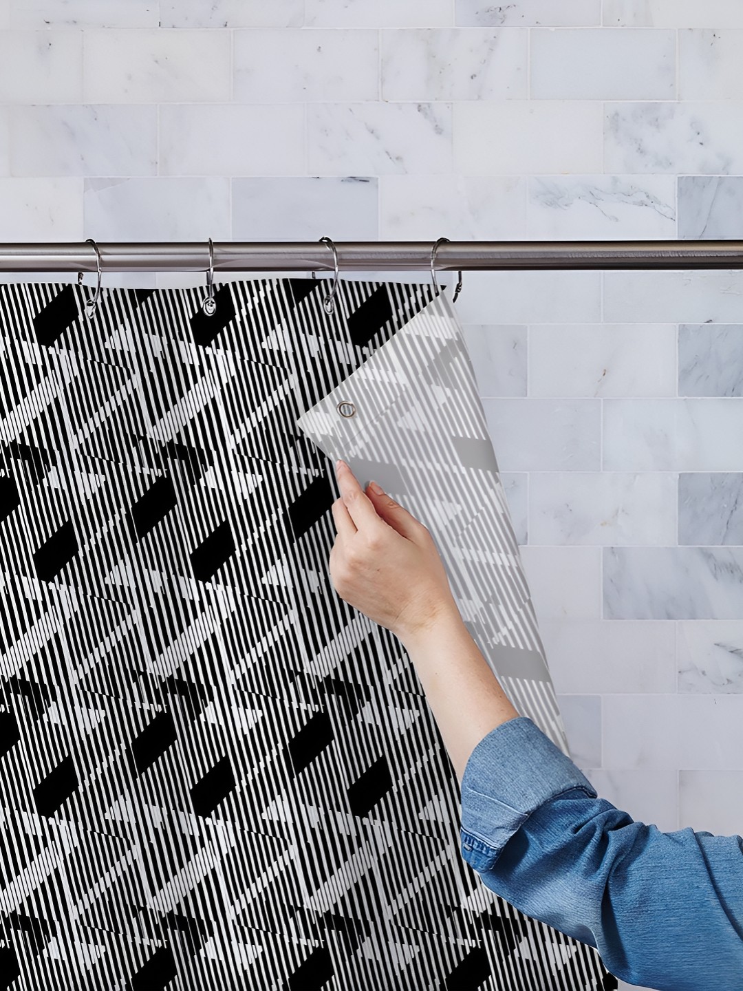 

ArtzFolio Black & White Printed Water Proof Shower Curtain