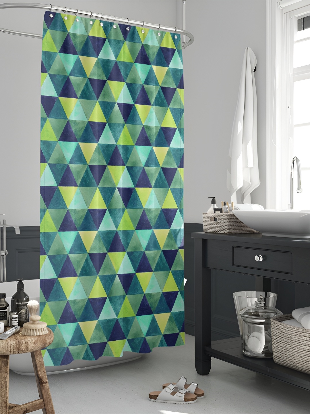 

ArtzFolio Blue & Green Printed Waterproof Shower Curtains