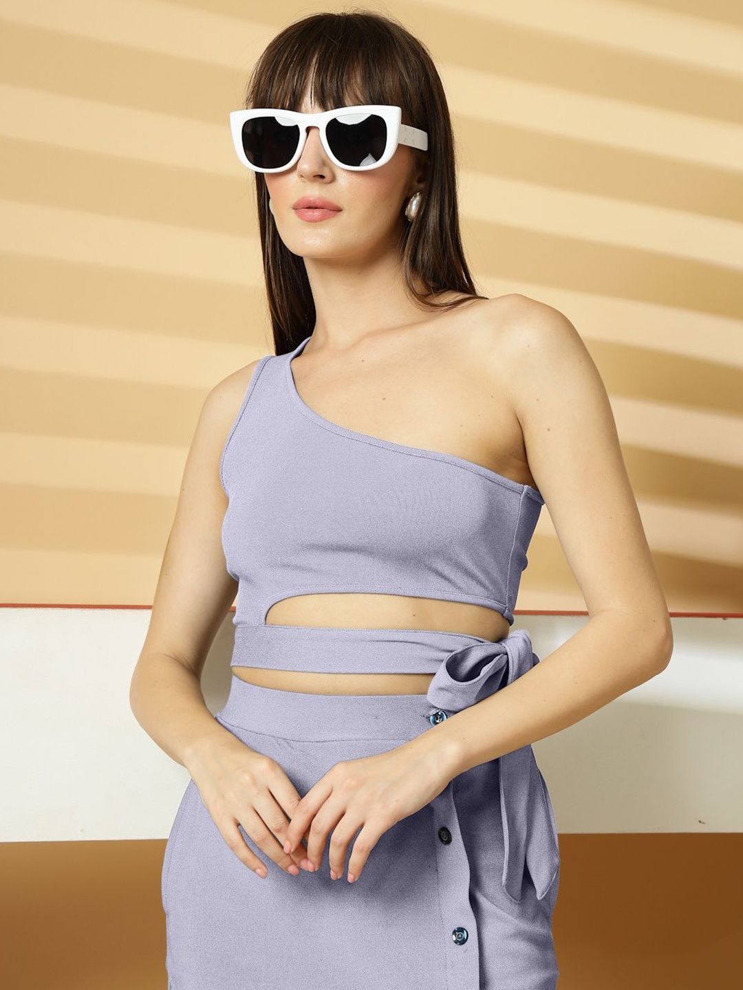 

Oomph! Women One Shoulder Crop Top, Purple