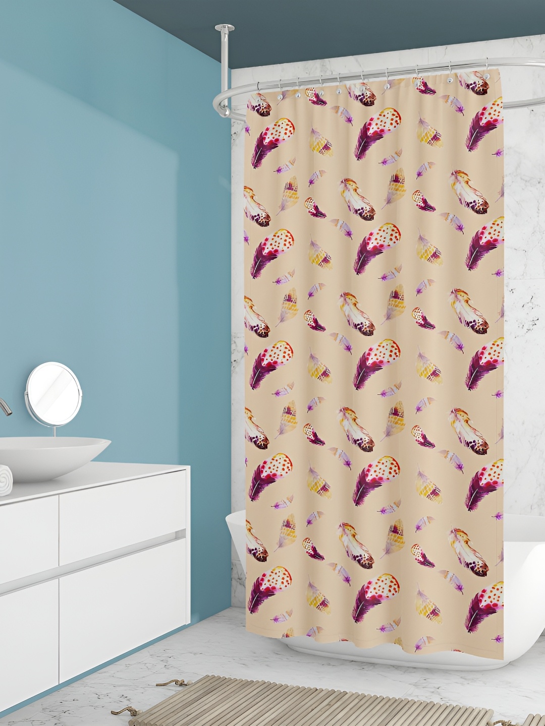 

ArtzFolio Beige & Purple Conversational Printed Waterproof Shower Curtain