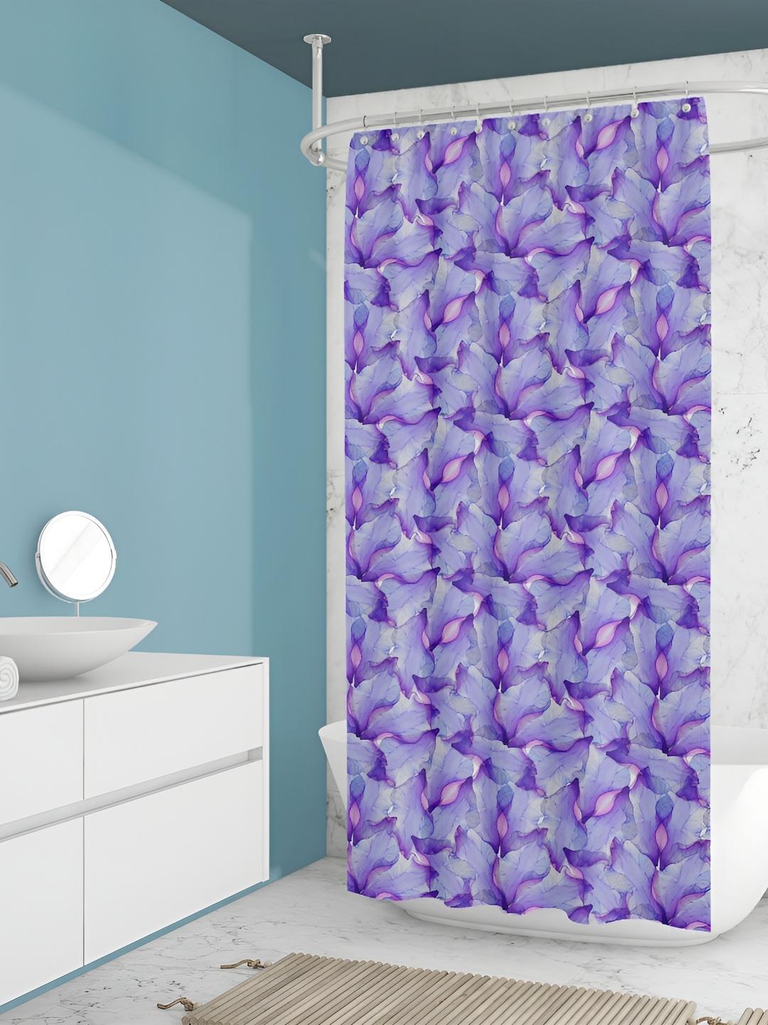 

ArtzFolio Purple & White Printed Waterproof Shower Curtain