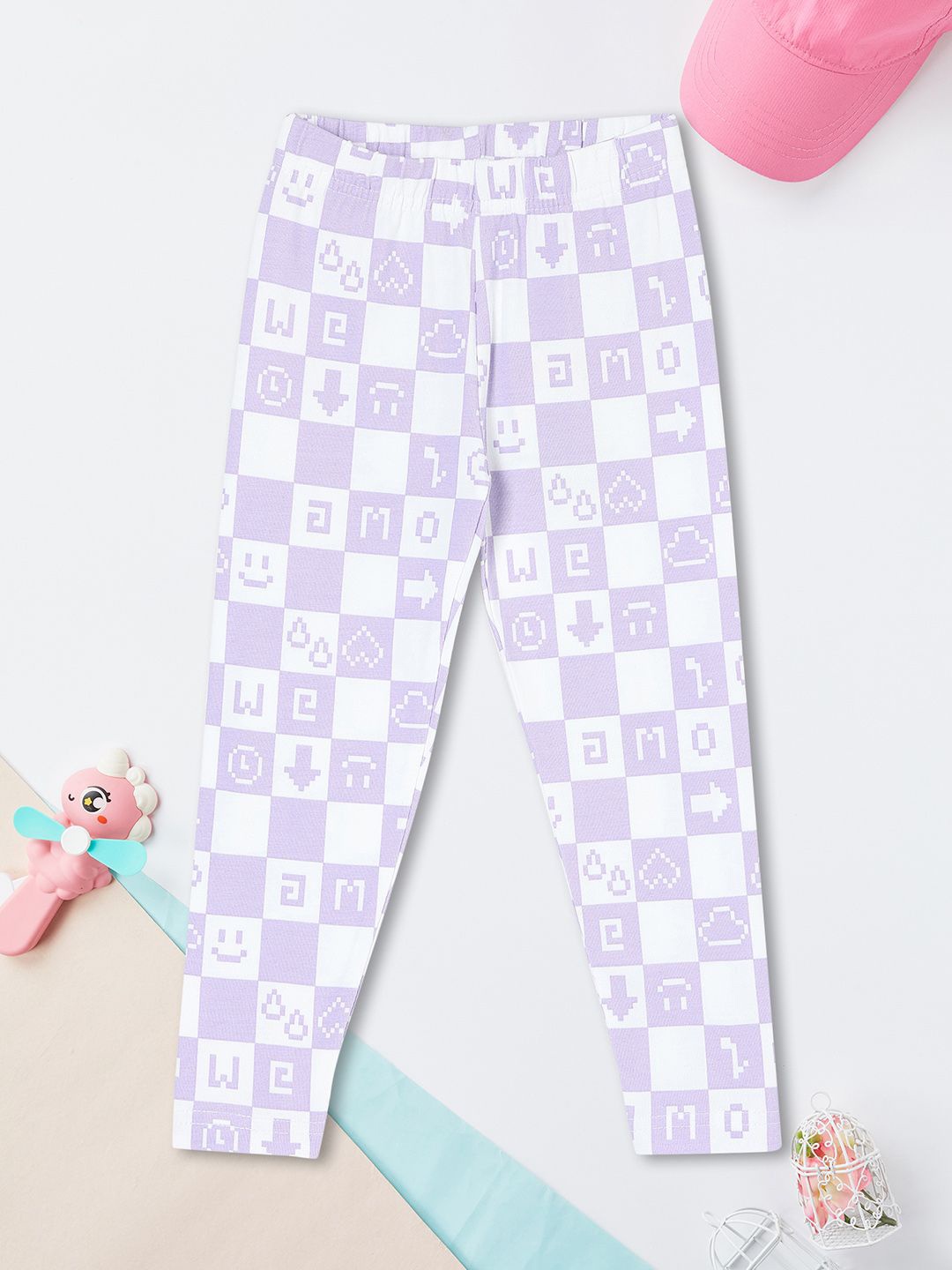 

max Girls Printed Ankle Length Leggings, White