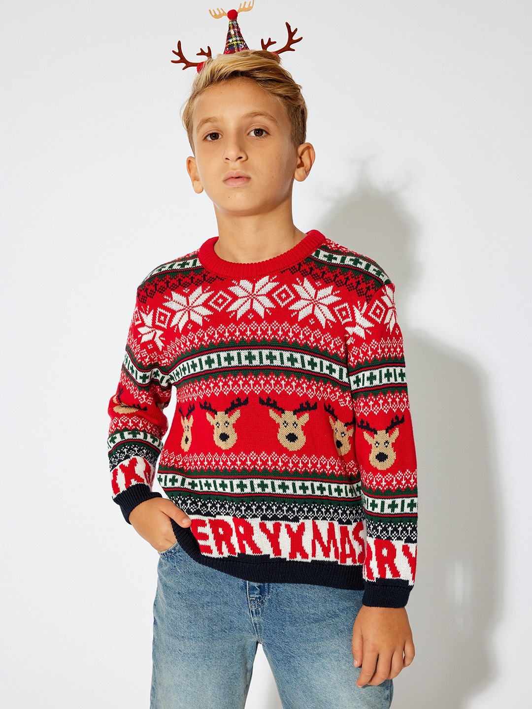 

Koton Boys Self Design Pullover Sweaters, Red
