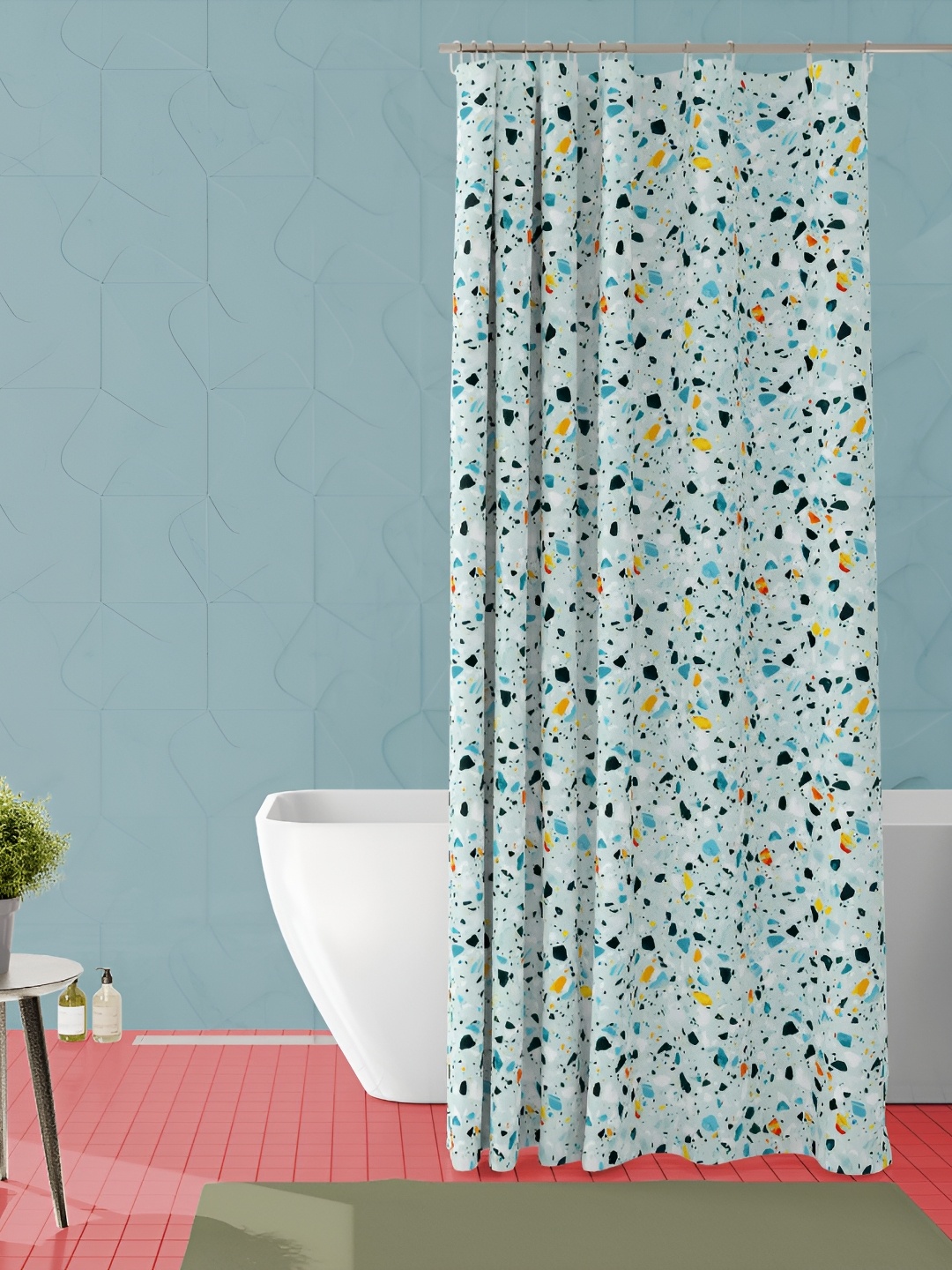 

ArtzFolio Blue & White Printed Waterproof Shower Curtain