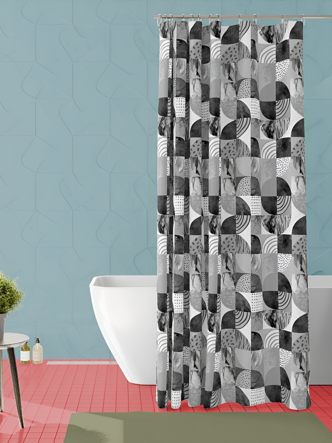 

ArtzFolio Black and White Geometric Printed Waterproof Shower Curtain