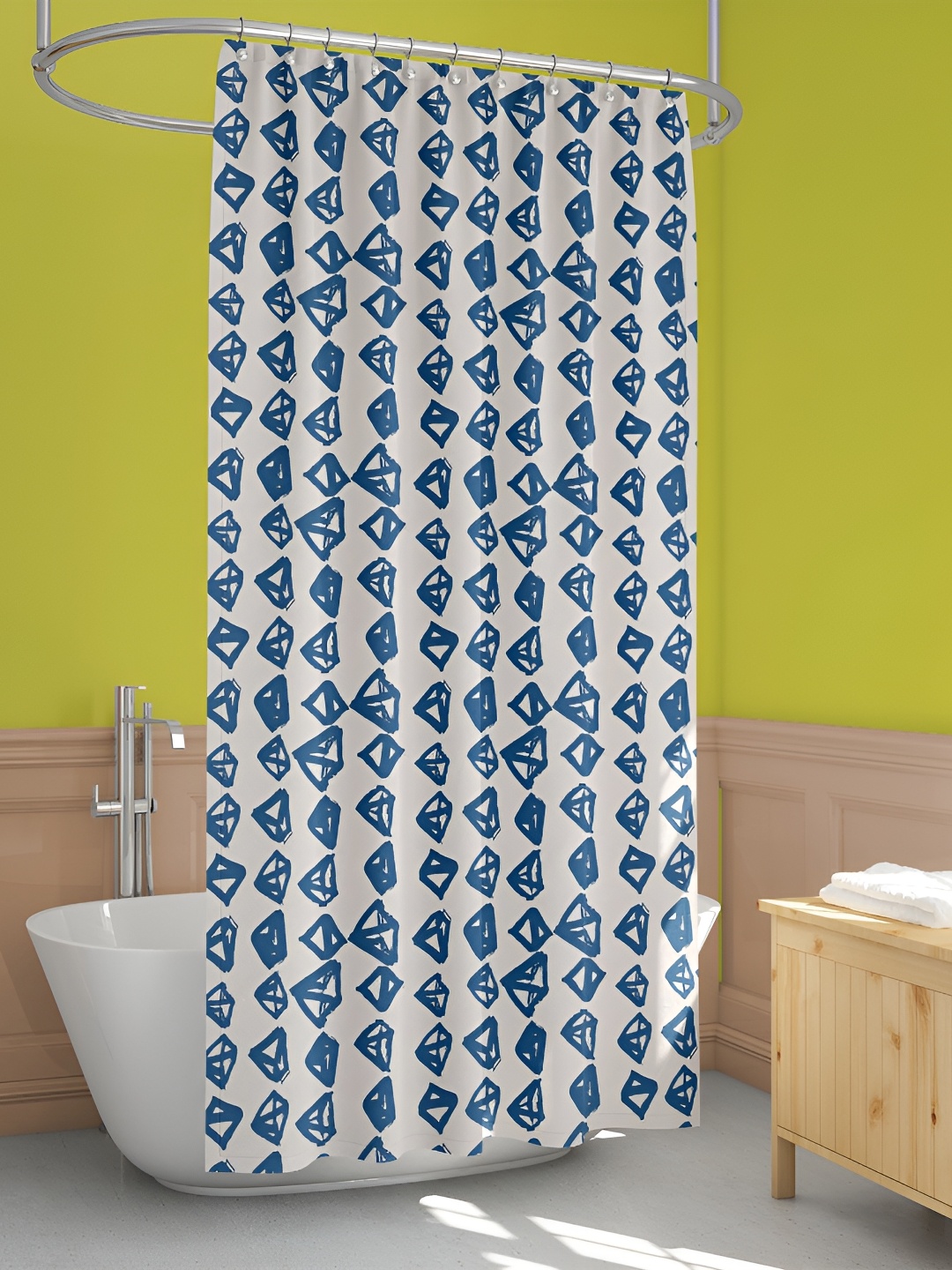 

ArtzFolio White & Blue Printed Waterproof Shower Curtains