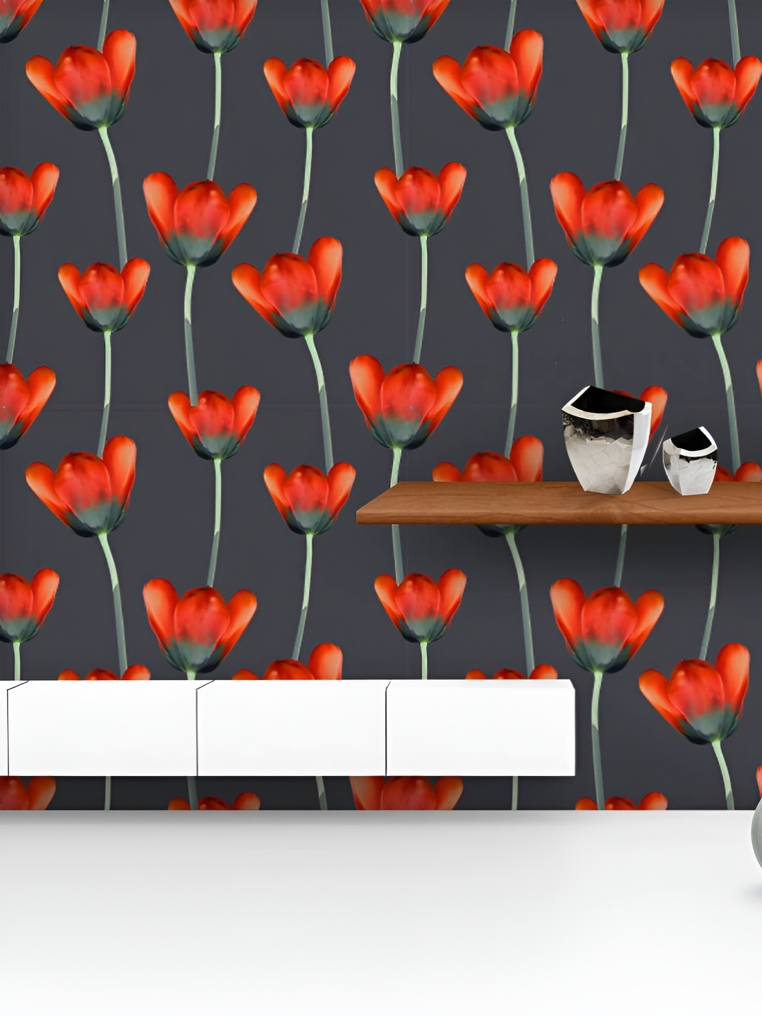 

ArtzFolio Printed UV-Resistant Anti-Bacterial D Tulips Pattern Peel & Stick Wallpaper, Multi