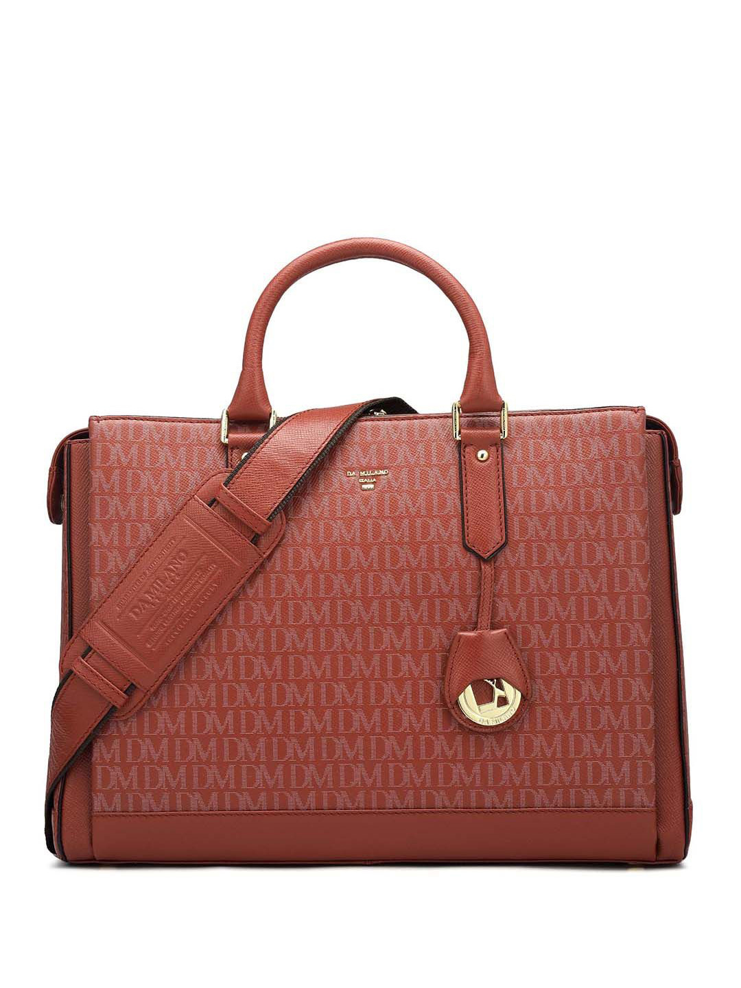 

Da Milano Unisex Textured Leather Laptop Bag, Red