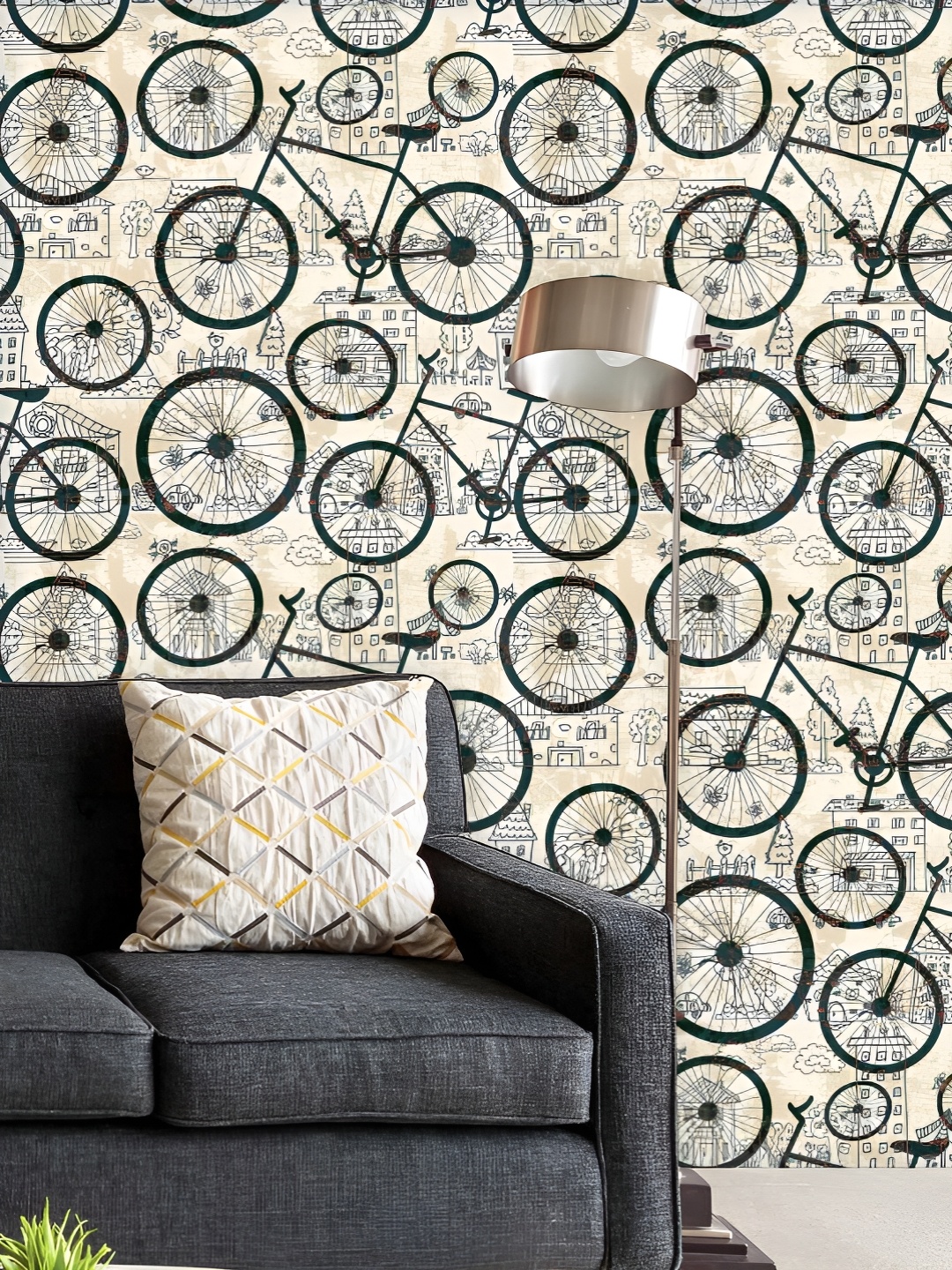 

ArtzFolio Printed UV-Resistant Anti-Bacterial Bicycles Peel & Stick Wallpaper, Multi