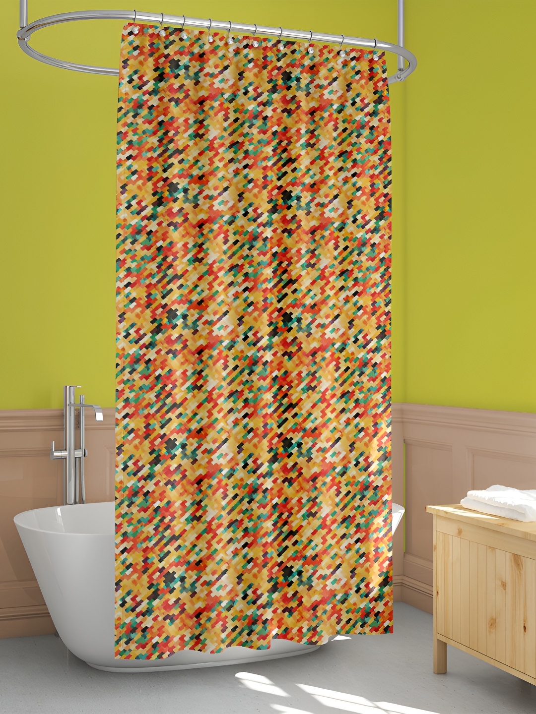 

ArtzFolio Yellow & Red Printed Waterproof Shower Curtain