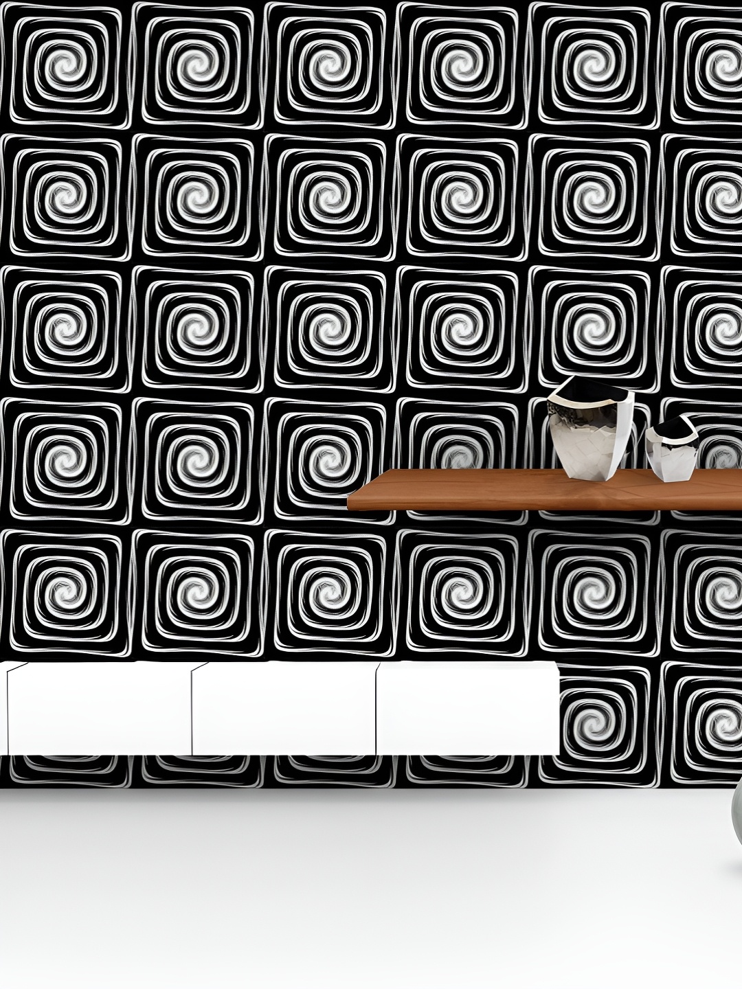 

ArtzFolio Printed UV-Resistant Anti-Bacterial Monochrome LabyrinthPeel & Stick Wallpaper, Multi