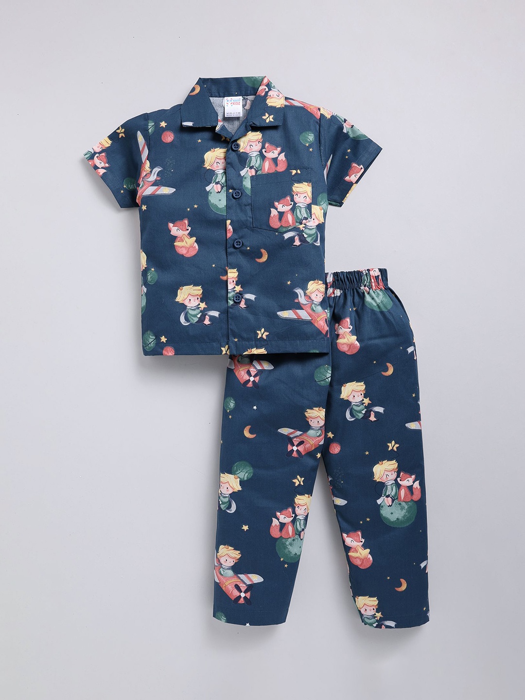 

NAUTI KIDZ Boys Conversational Printed Short Sleeves Night suit, Blue