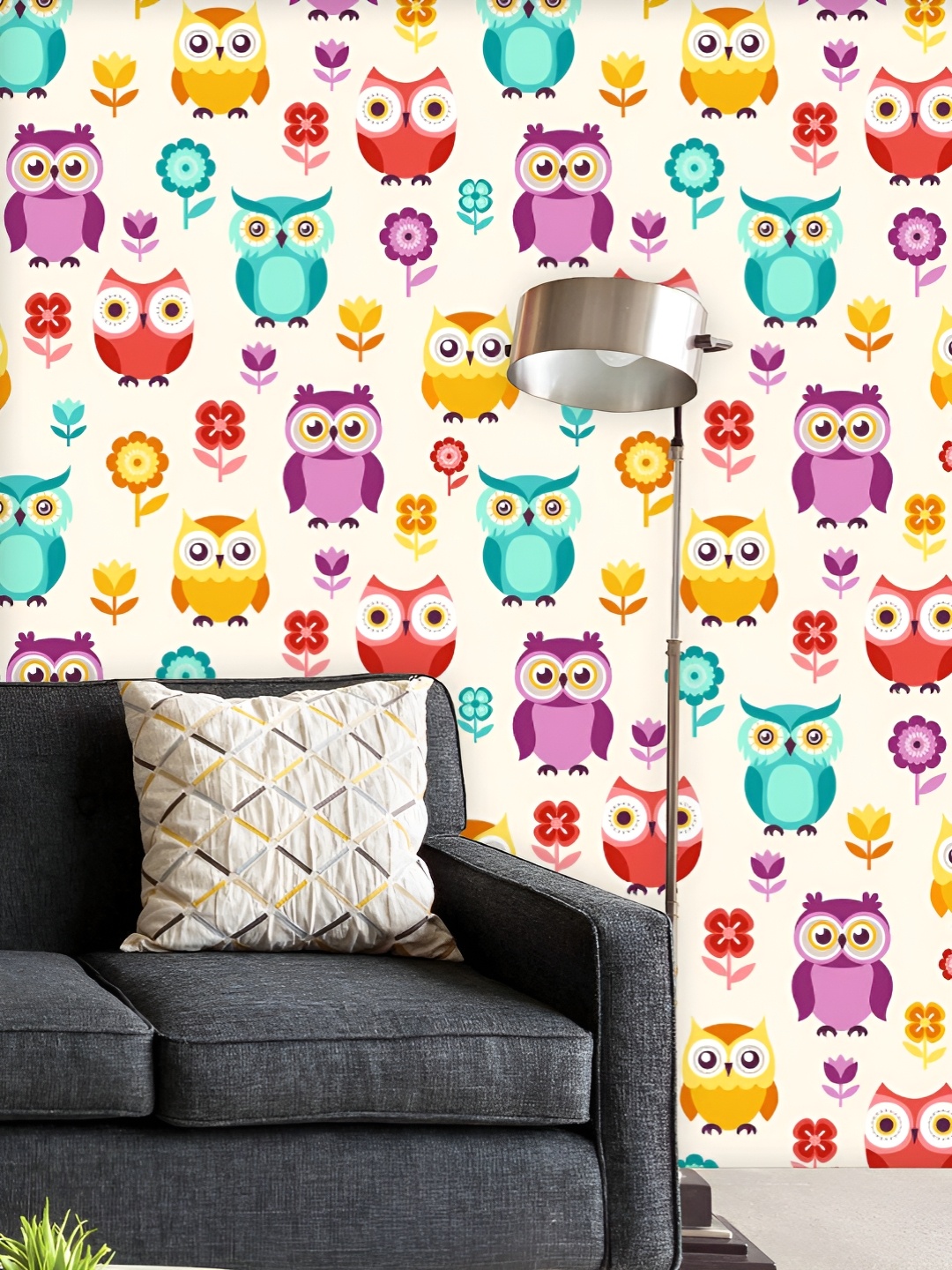 

ArtzFolio Printed UV-Resistant Anti-Bacterial Cute Owls Peel & Stick Wallpaper, Multi