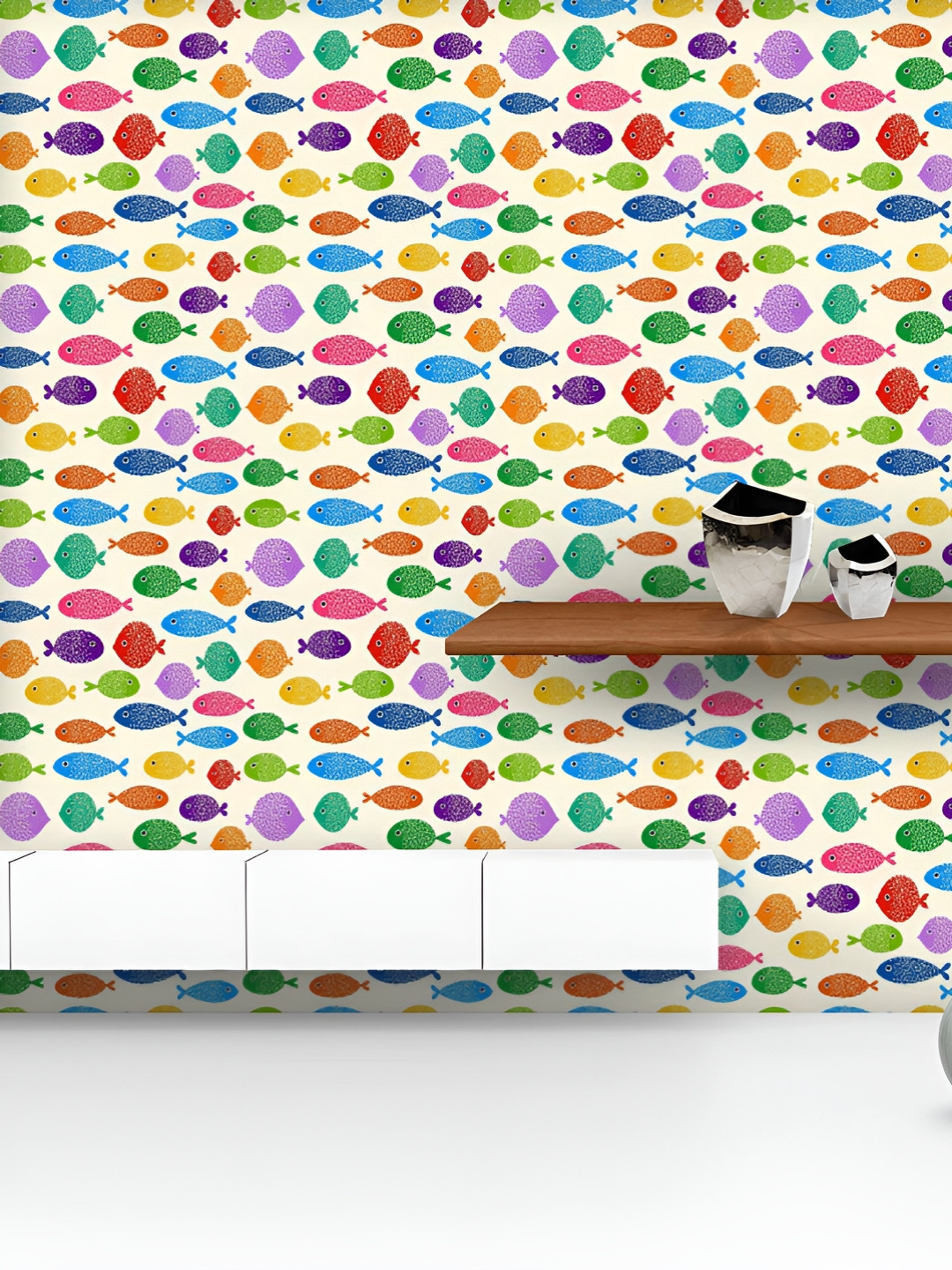 

ArtzFolio Printed UV-Resistant Anti-Bacterial Fish Pattern Peel & Stick Wallpaper, Multi