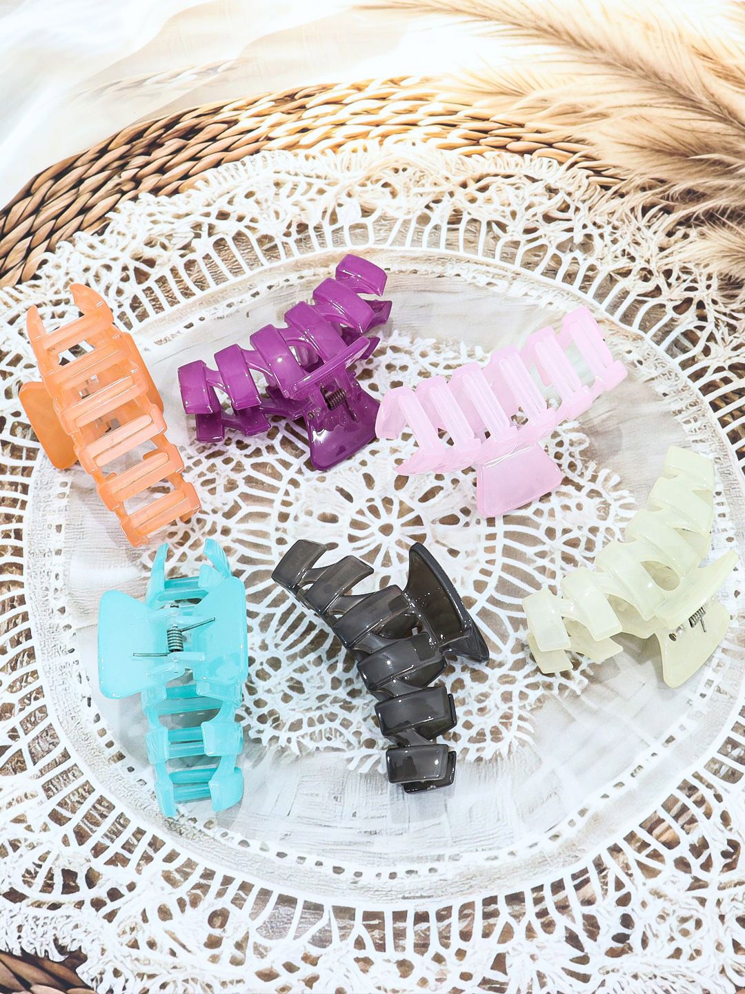 

KRENOZ Women Zig Zag Hair Claw Clip, Orange