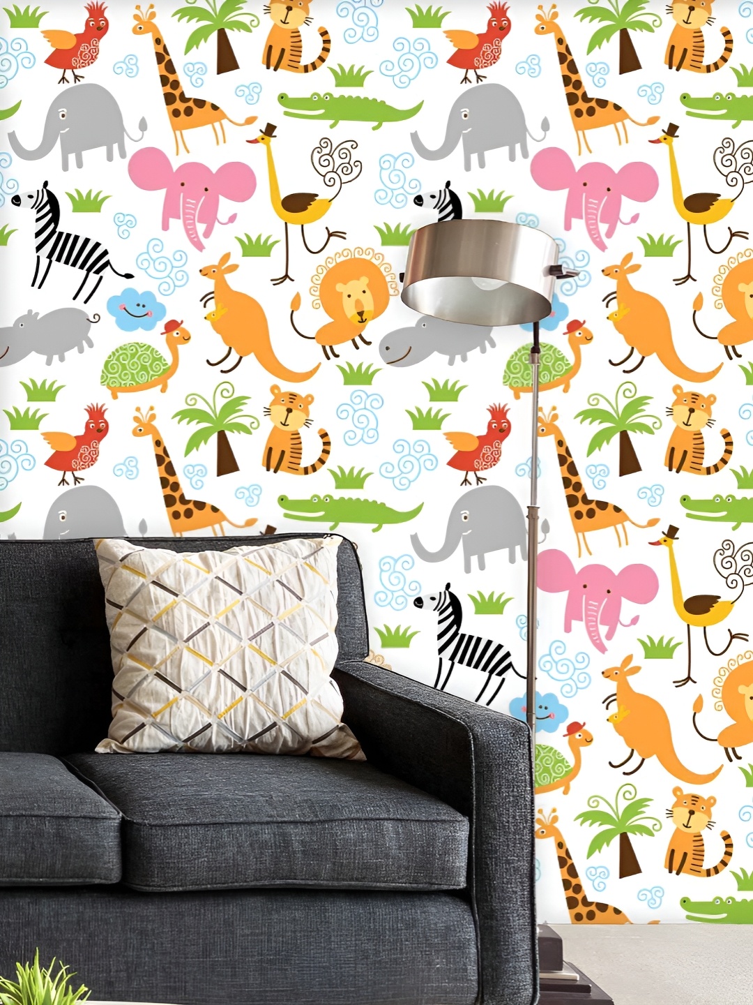 

ArtzFolio Printed UV-Resistant Anti-Bacterial Cute Animals Peel & Stick Wallpaper, Multi