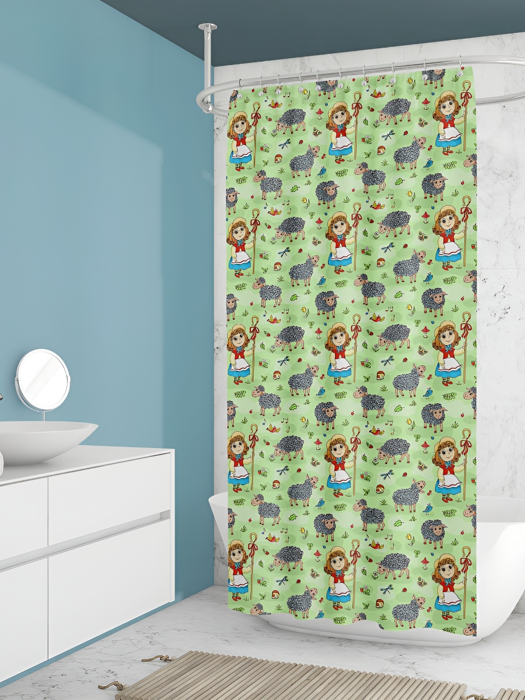 

ArtzFolio Green & Brown Printed Waterproof Shower Curtain