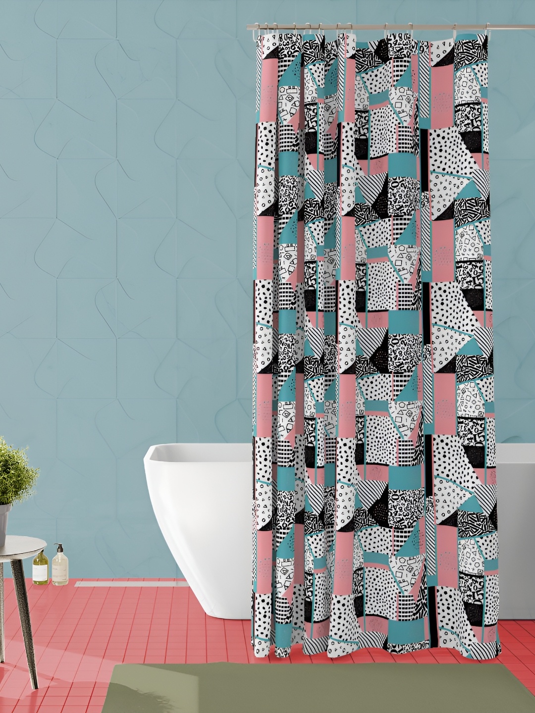

ArtzFolio White & Black Printed Waterproof Shower Curtain