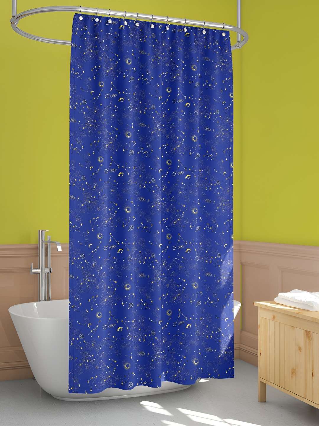 

ArtzFolio Blue & Yellow Floral Printed Waterproof Shower Curtain