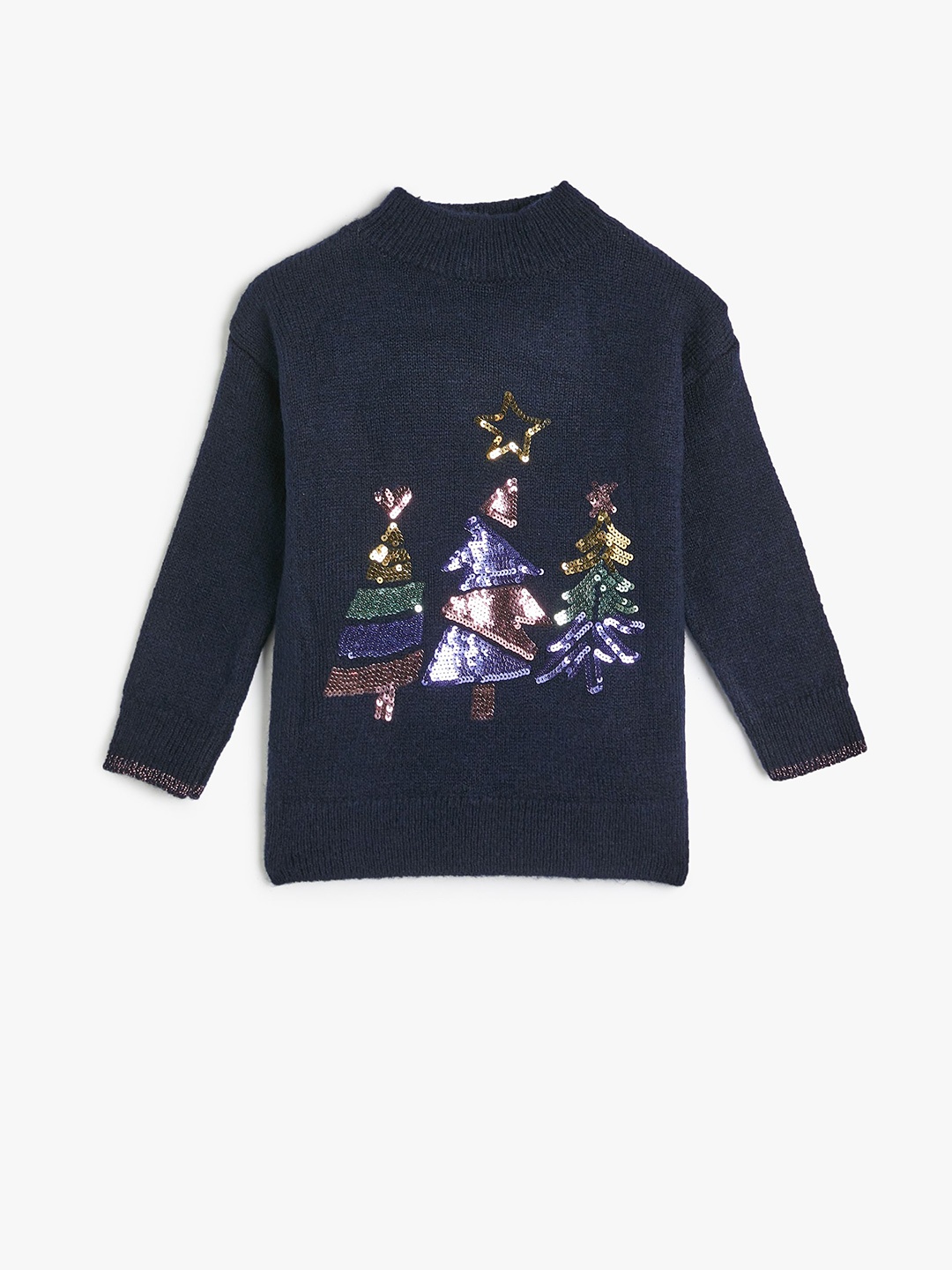 

Koton Girls Embroidered Pullover Sweater, Navy blue