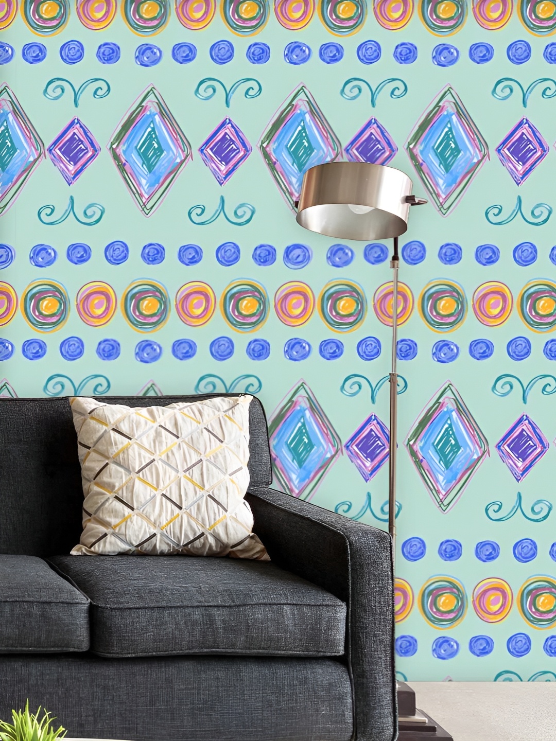 

ArtzFolio Printed UV-Resistant Anti-Bacterial Hand Drawn Design Peel & Stick Wallpaper, Multi