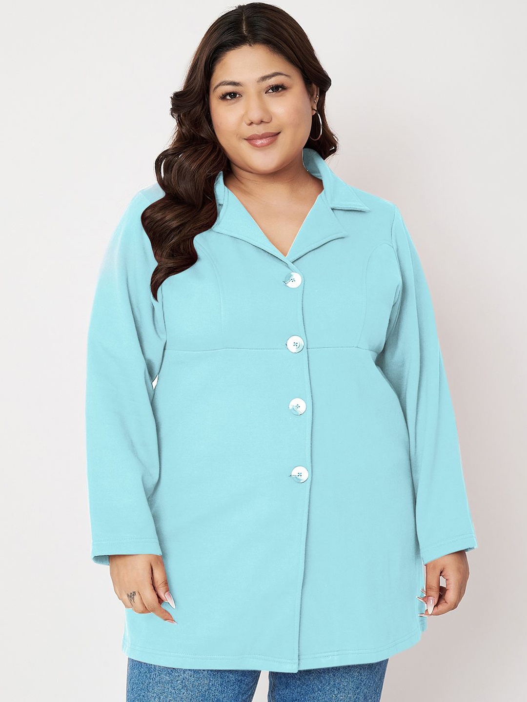 

BRINNS Notched Lapel Single Breasted Overcoat, Turquoise blue