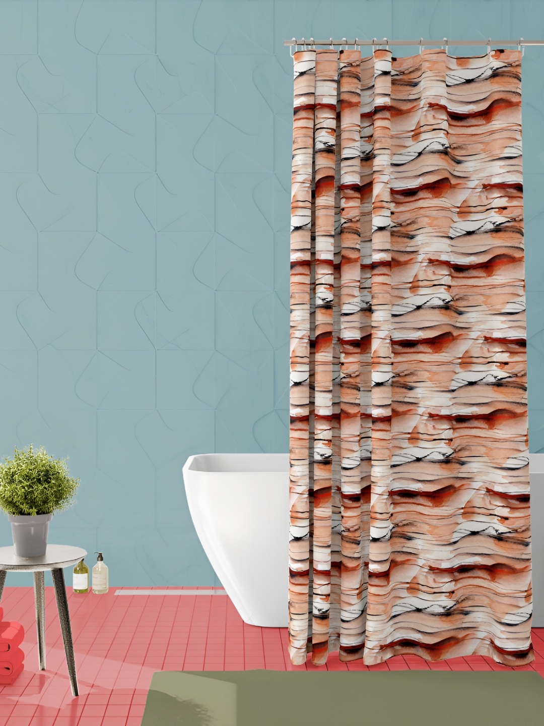 

ArtzFolio Pink & White Abstract Printed Waterproof Shower Curtain