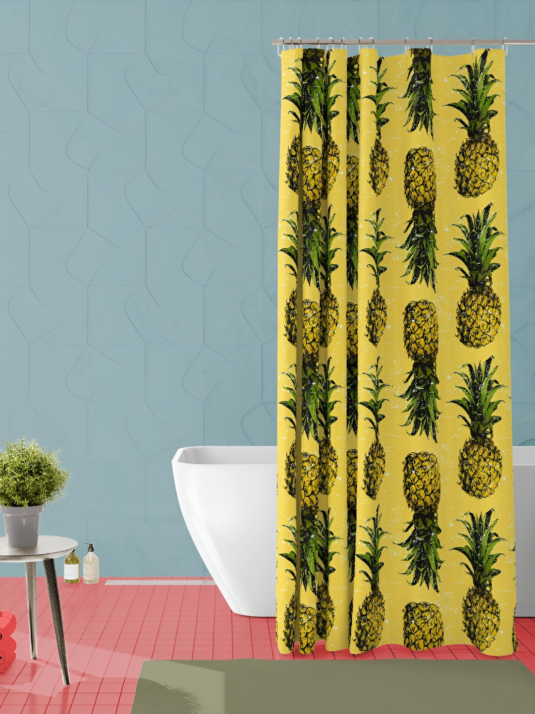 

ArtzFolio Yellow & Green Printed Waterproof Shower Curtain
