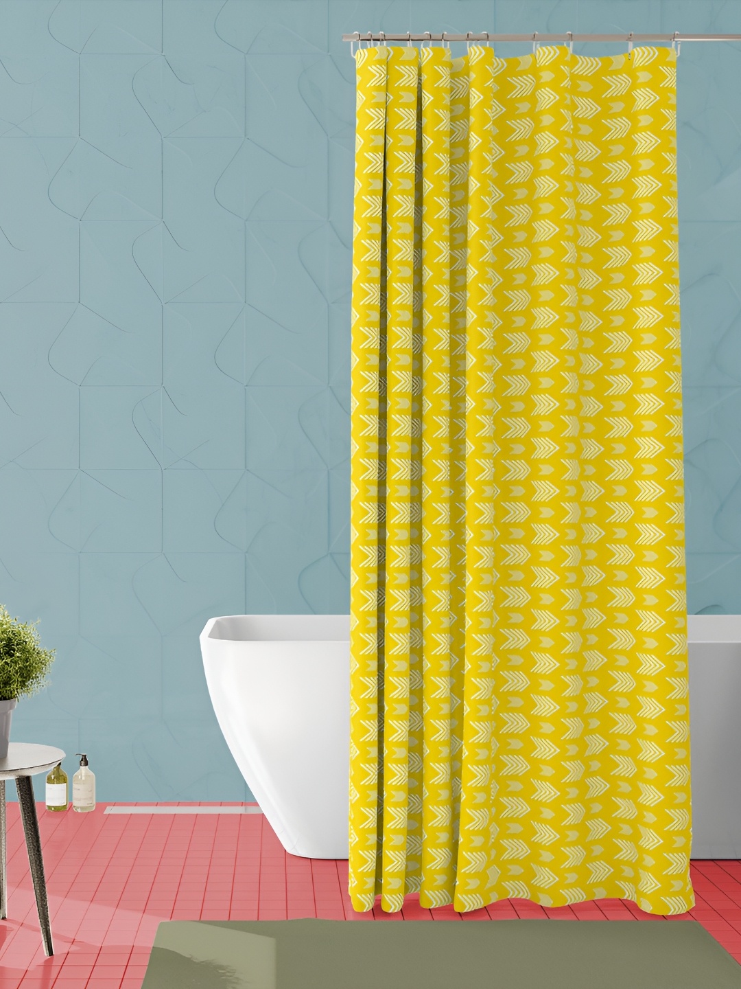 

ArtzFolio Yellow & White Geometric Printed Waterproof Shower Curtain