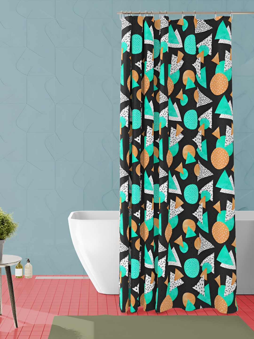 

ArtzFolio Black & Green Geometric Printed Waterproof Shower Curtain