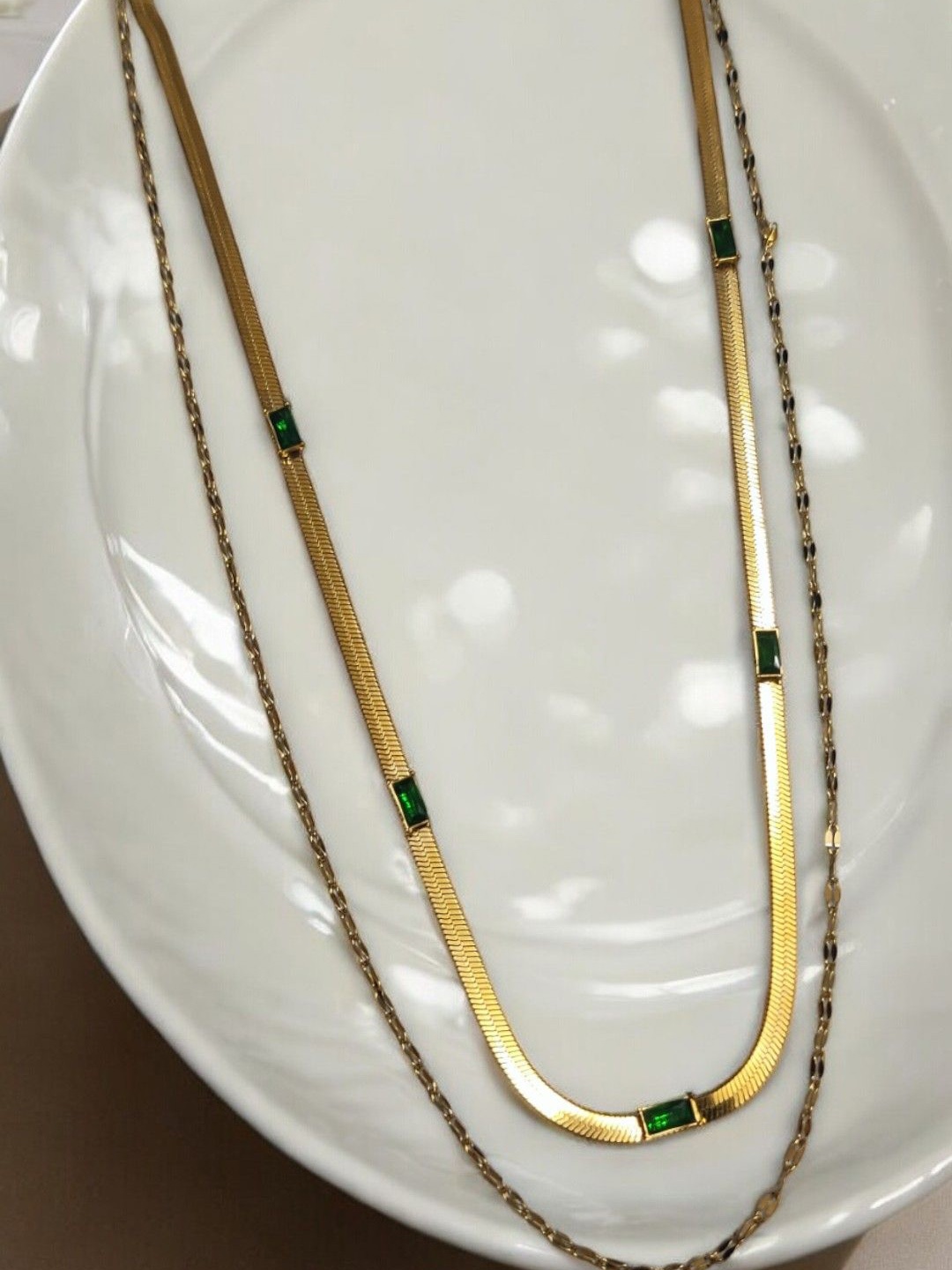 

Adc fashions Gold-Plated Stones Studded Double Layered Chain