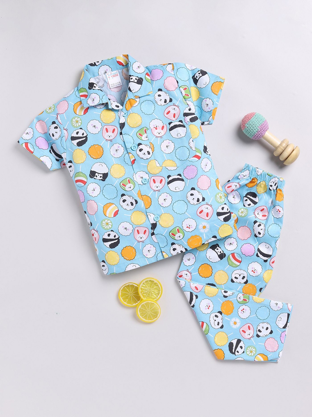 

NAUTI KIDZ Boys Printed Pure Cotton Night suit, Blue