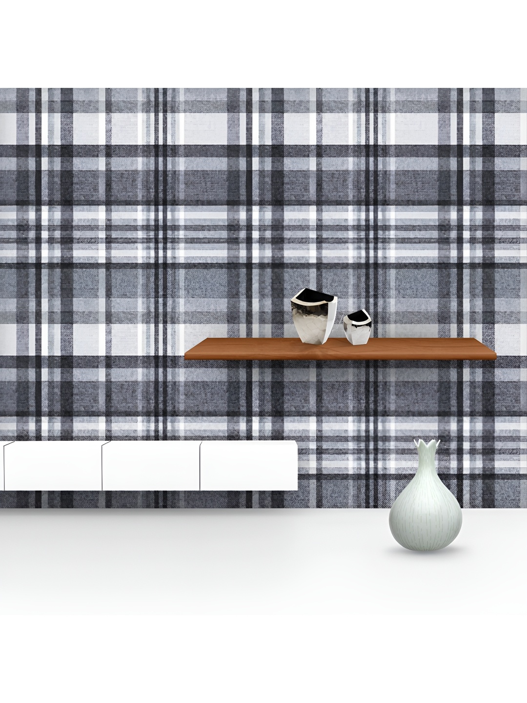 

ArtzFolio Printed UV-Resistant Anti-Bacterial Tartan Checkered Pattern Peel & Stick Wallpaper, Multi
