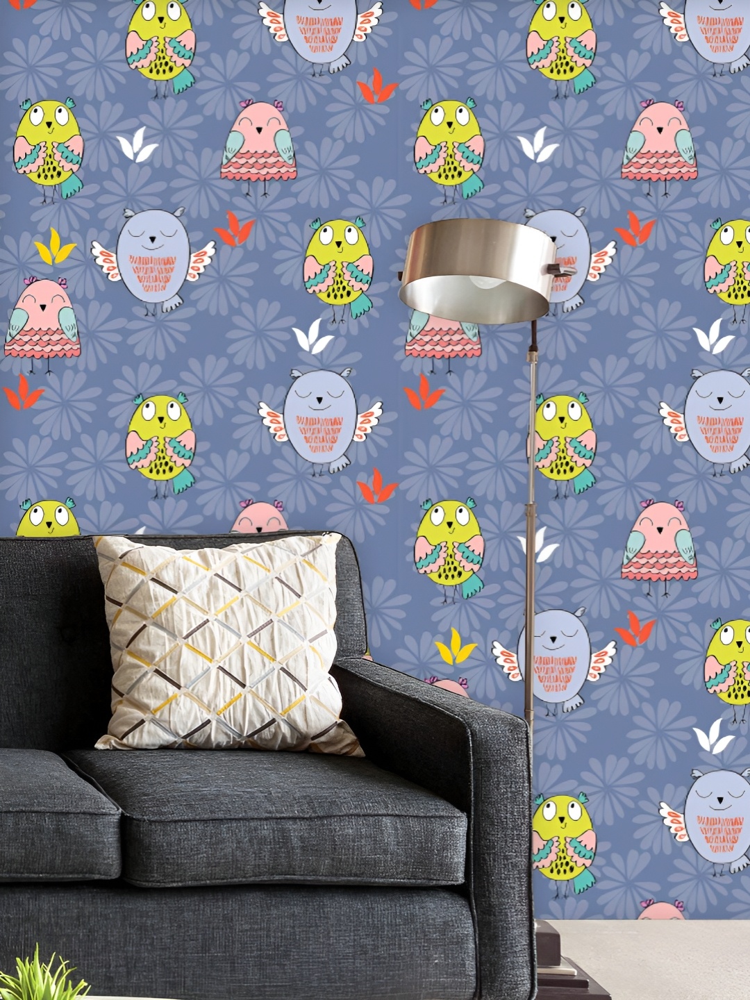 

ArtzFolio Printed UV-Resistant Anti-Bacterial Owls Flowers Peel & Stick Wallpaper, Multi