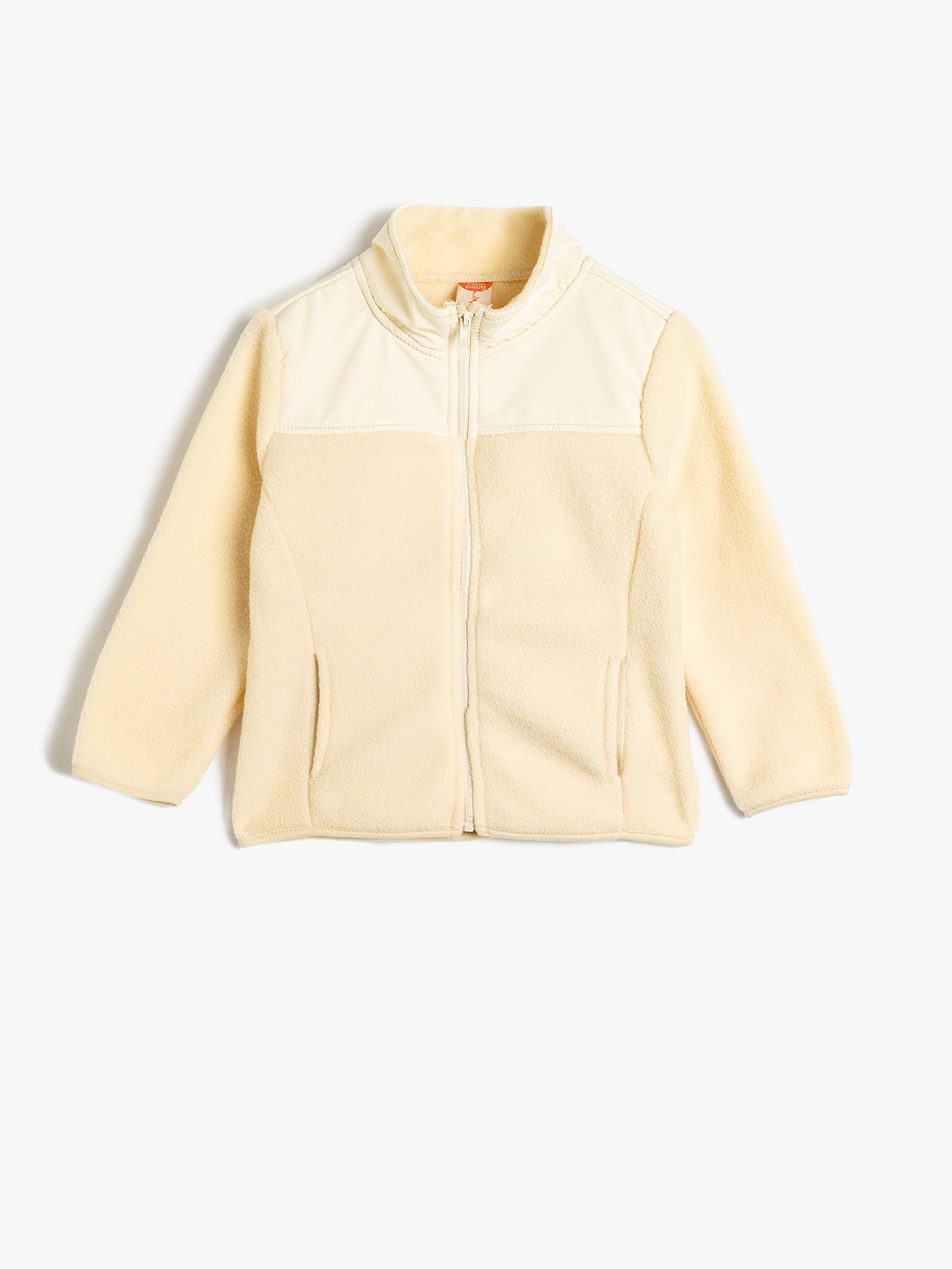 

Koton Boys Mock Collar Front-Open Sweatshirt, Beige