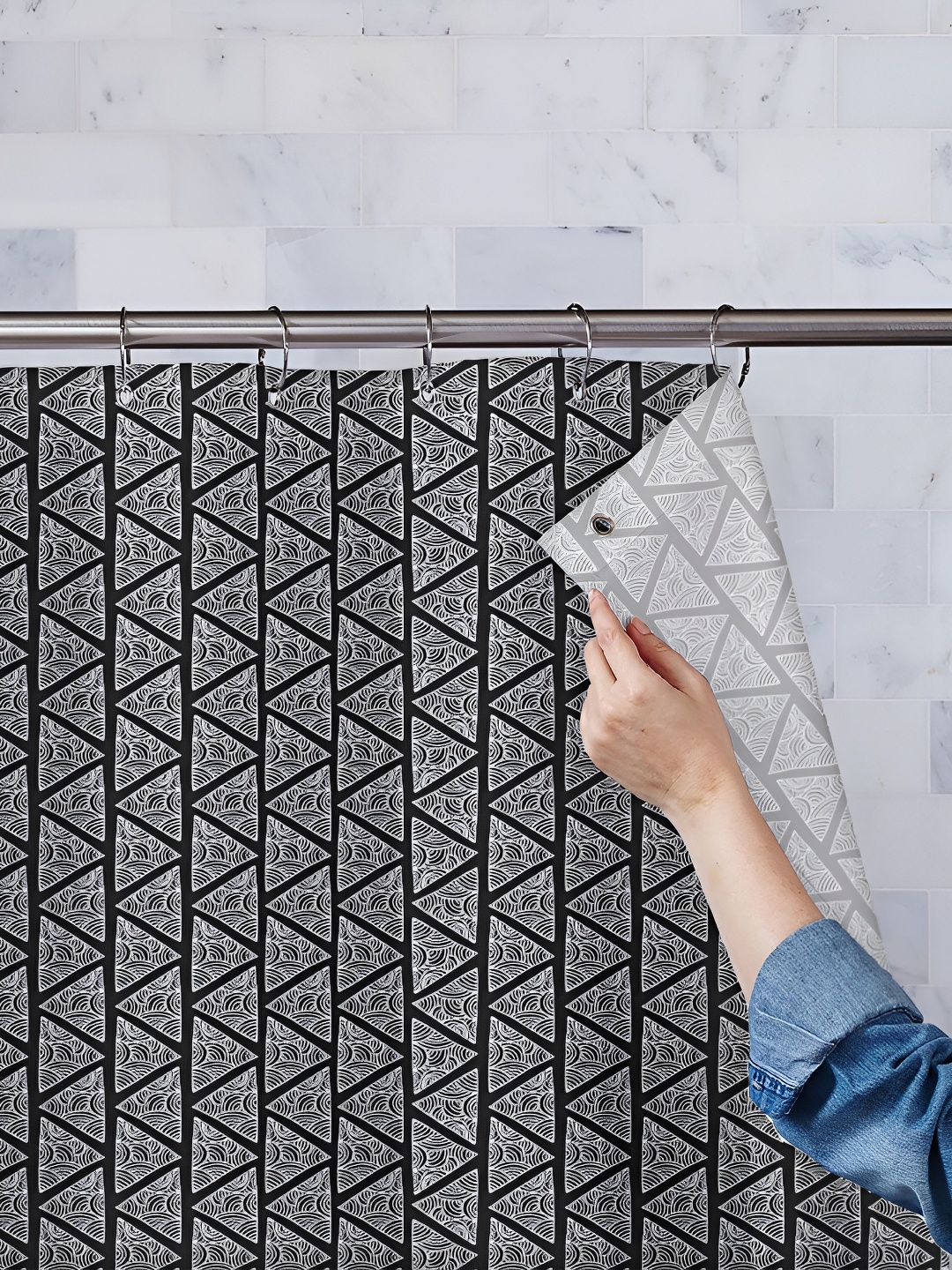 

ArtzFolio Black & White Printed Water Proof Shower Curtain
