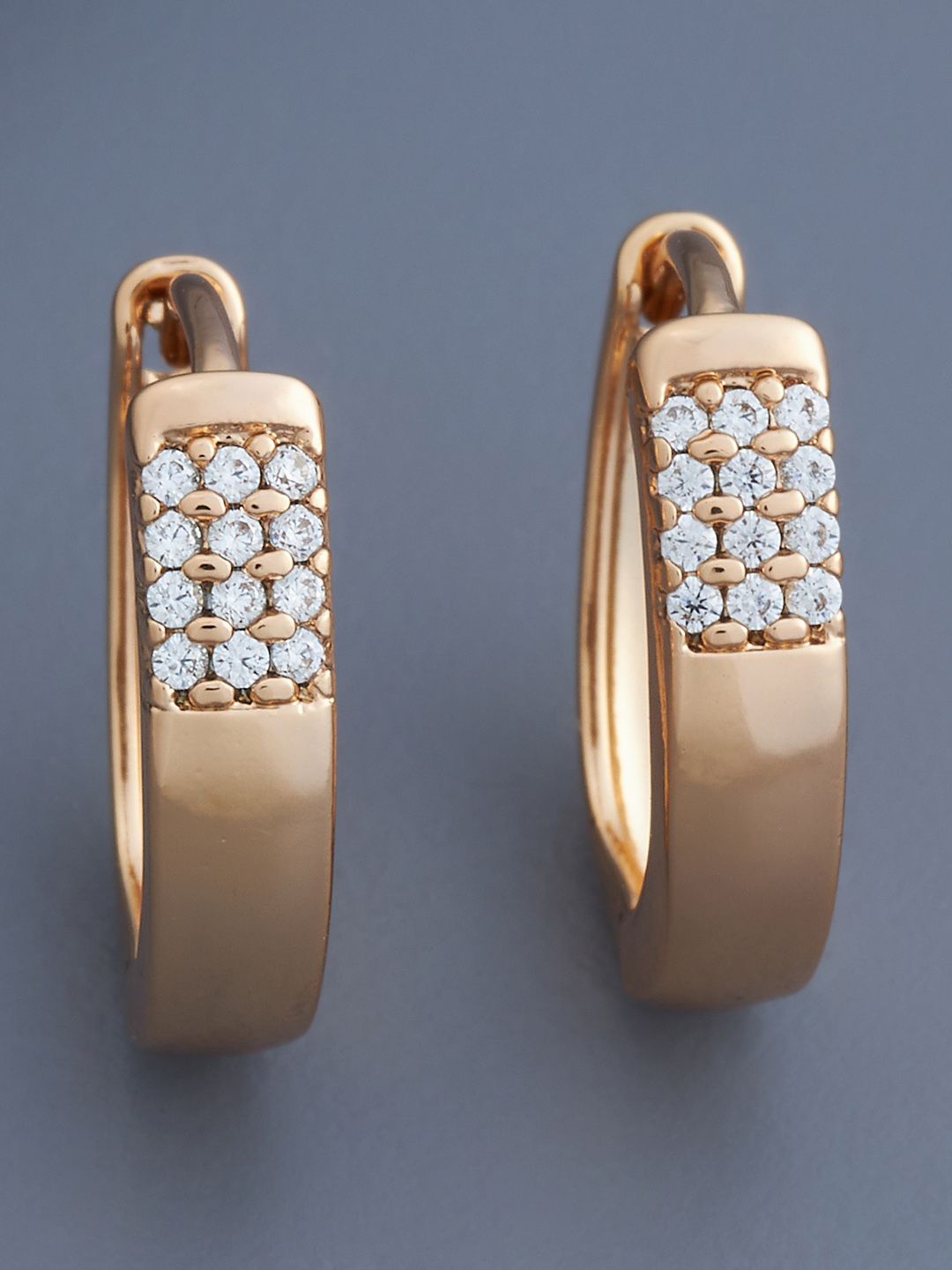 

Kushal's Fashion Jewellery Gold-Plated Zircon Studded Circular Hoop Earrings