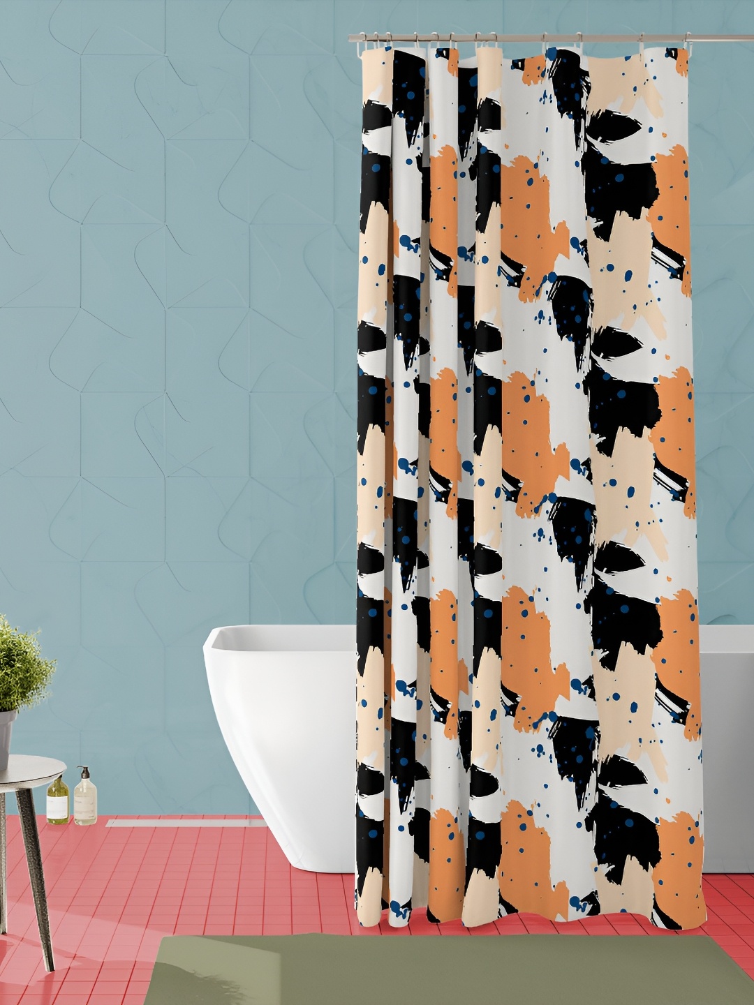 

ArtzFolio Black & Orange Abstract Printed Waterproof Shower Curtain