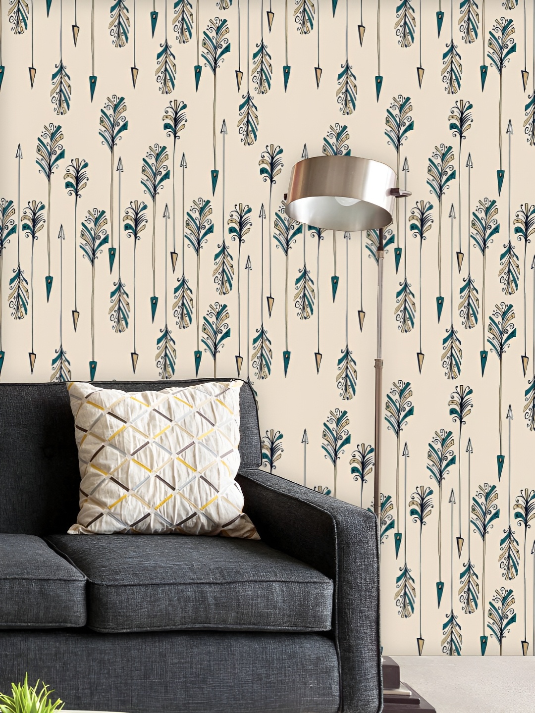 

ArtzFolio Printed UV-Resistant Anti-Bacterial Abstract Feather Arrows Peel & Stick Wallpaper, Multi