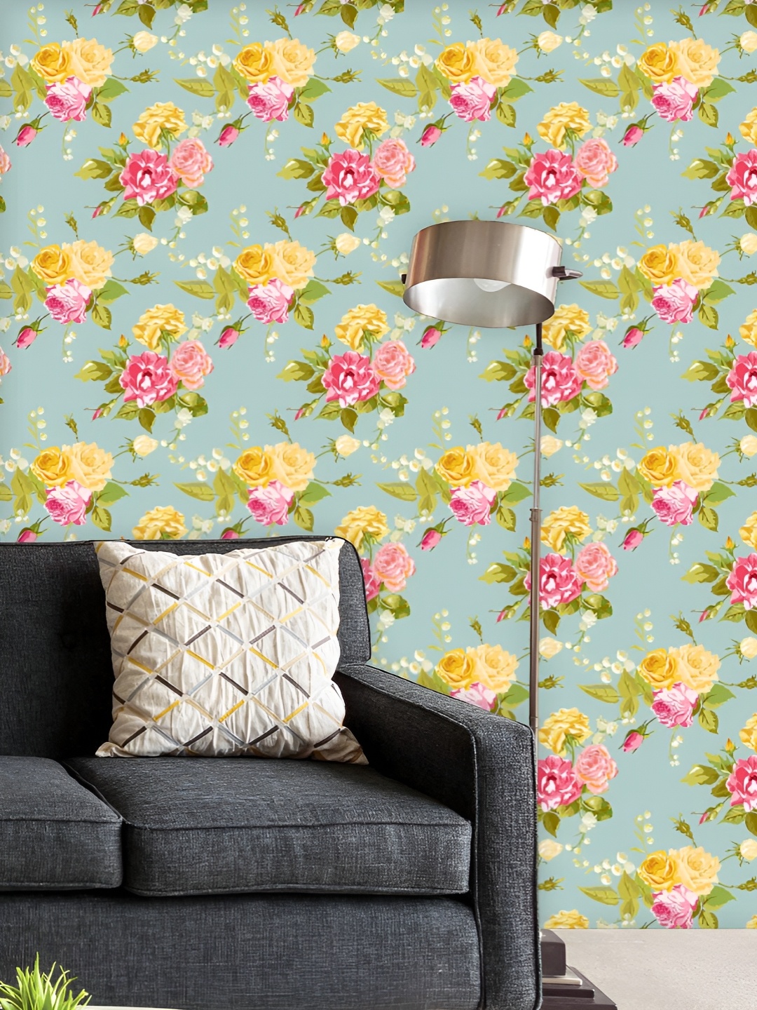 

ArtzFolio Printed UV-Resistant Anti-Bacterial Vintage Floral Roses Peel & Stick Wallpaper, Multi