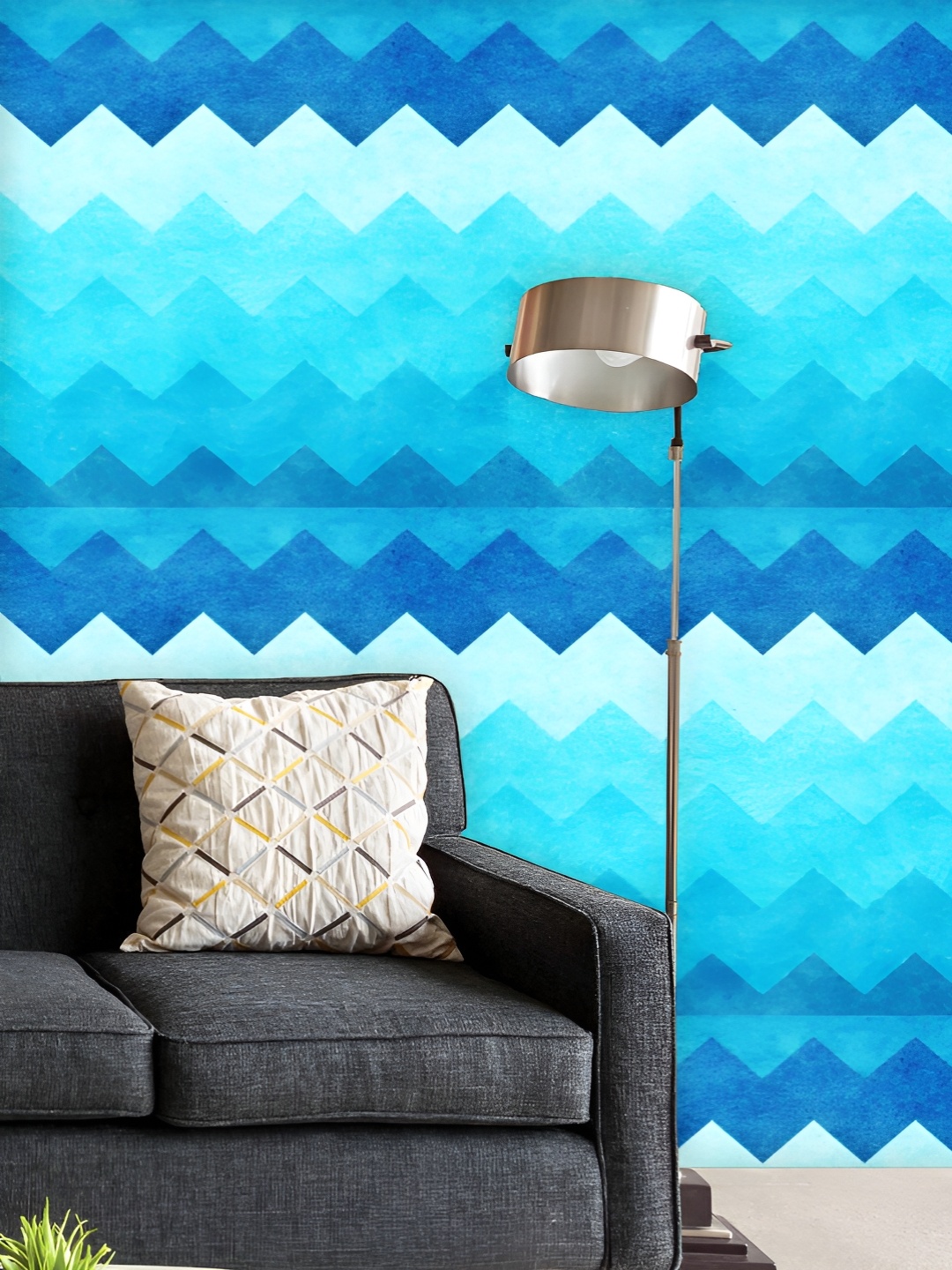 

ArtzFolio Printed UV-Resistant Anti-Bacterial Blue Chevron Peel & Stick Wallpaper, Multi