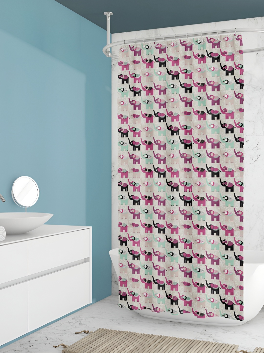 

ArtzFolio Cream & Purple Printed Waterproof Shower Curtain