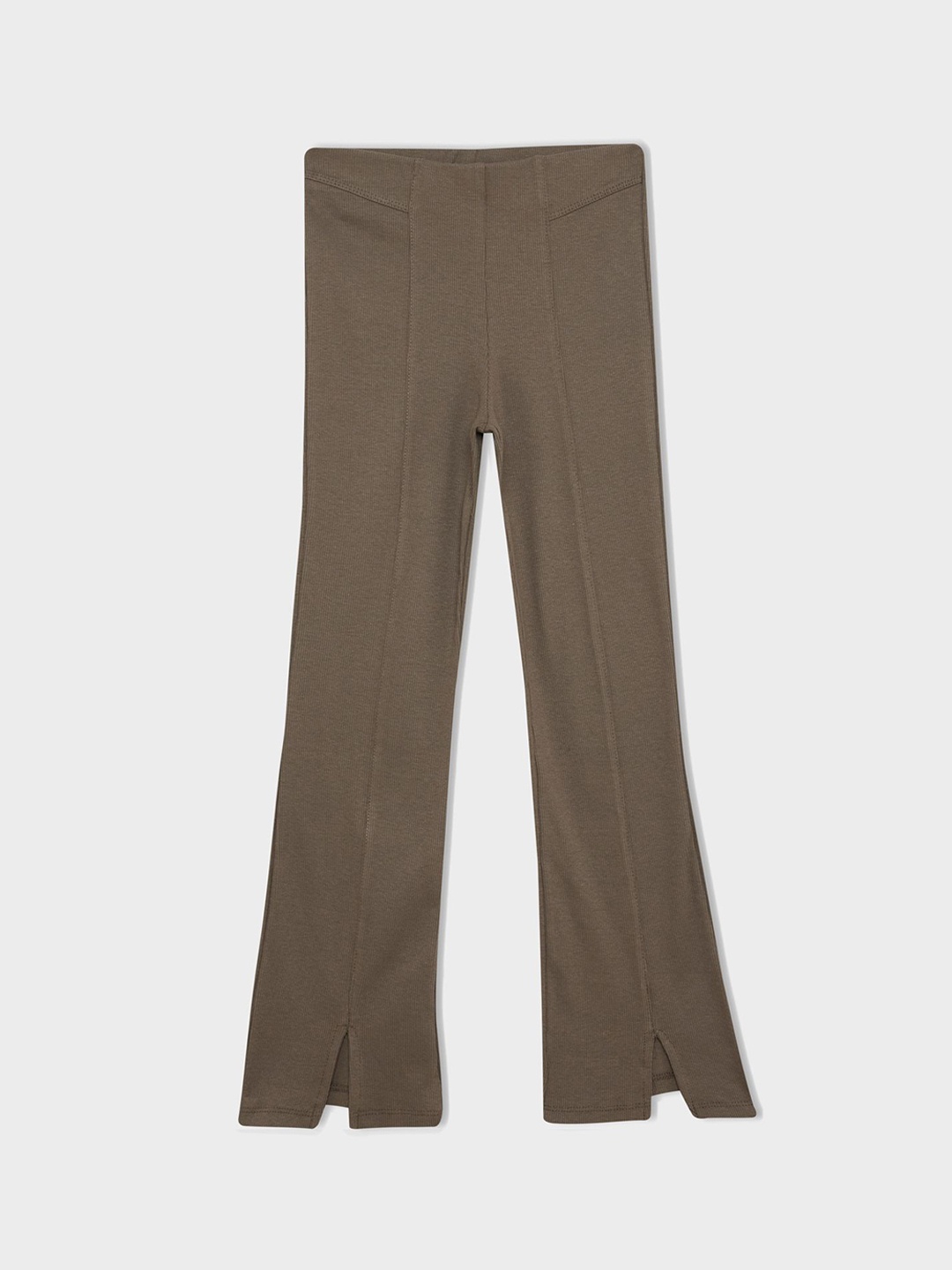 

DeFacto Girls Flared High-Rise Slip-On Trousers, Khaki